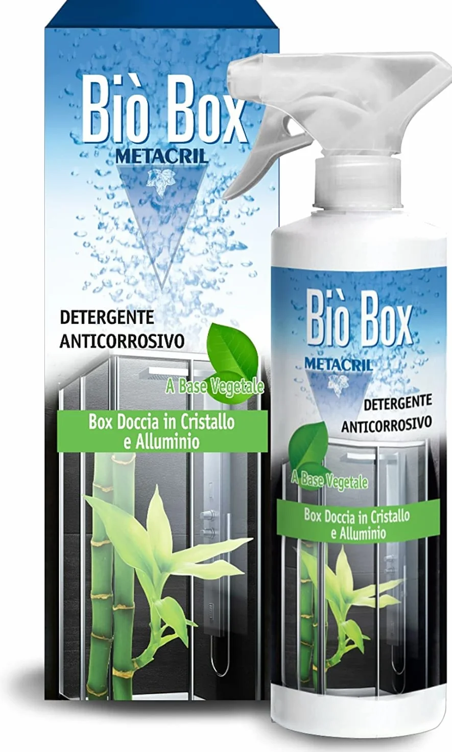 Metacril Bio Box Detergente Disincrostante Anticorrosivo per Box Doccia Cristallo Alluminio 500 ml