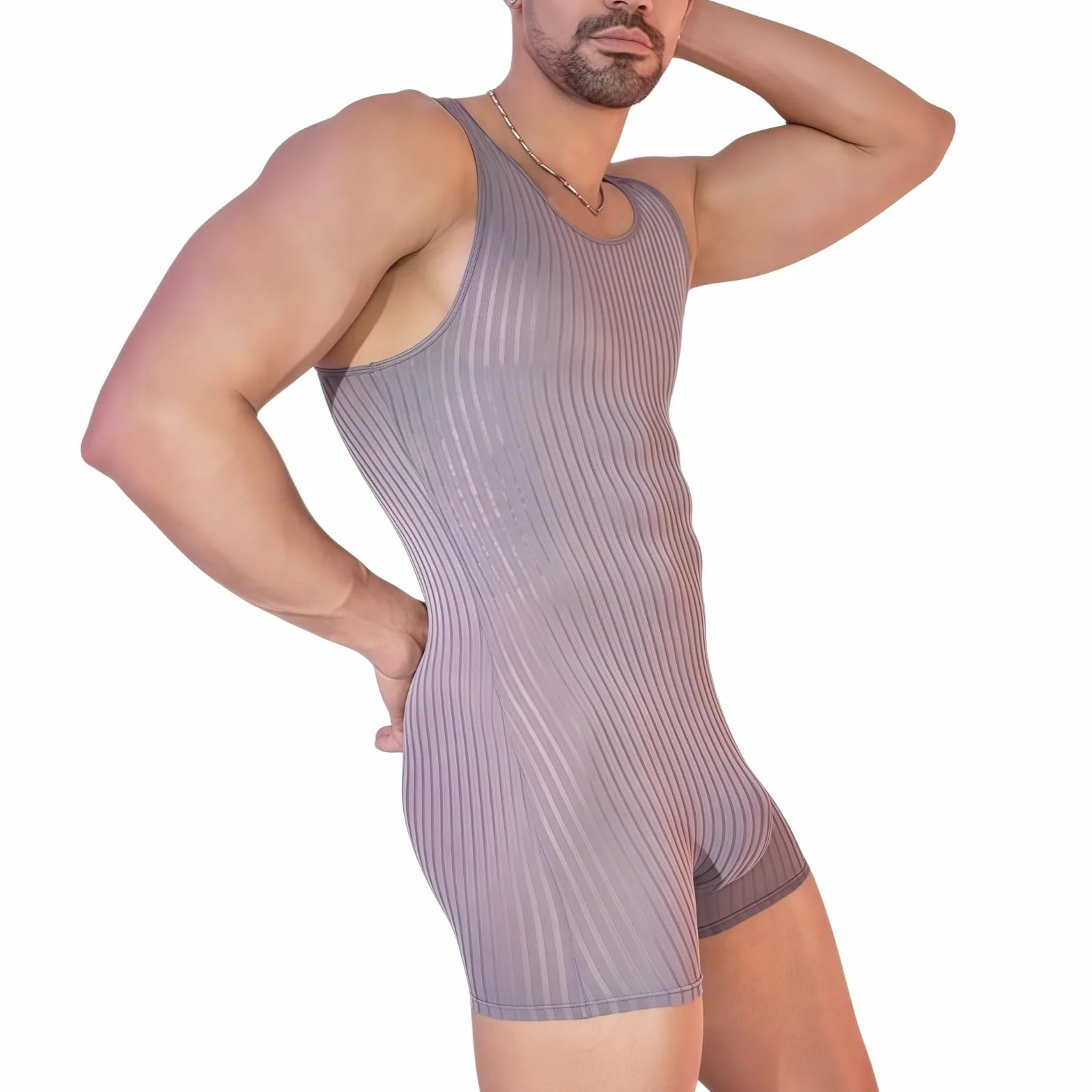 MANJIAMEI Wrestling Singlet - Tuta da uomo senza maniche, body aderente a un pezzo