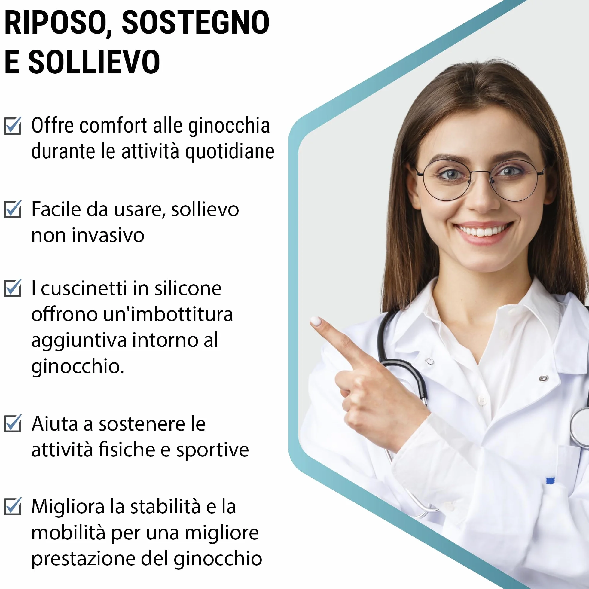 360 RELIEF Ginocchiera per Uomo e Donna con Imbottitura in Gel a Compressione e Borsa Lavanderia