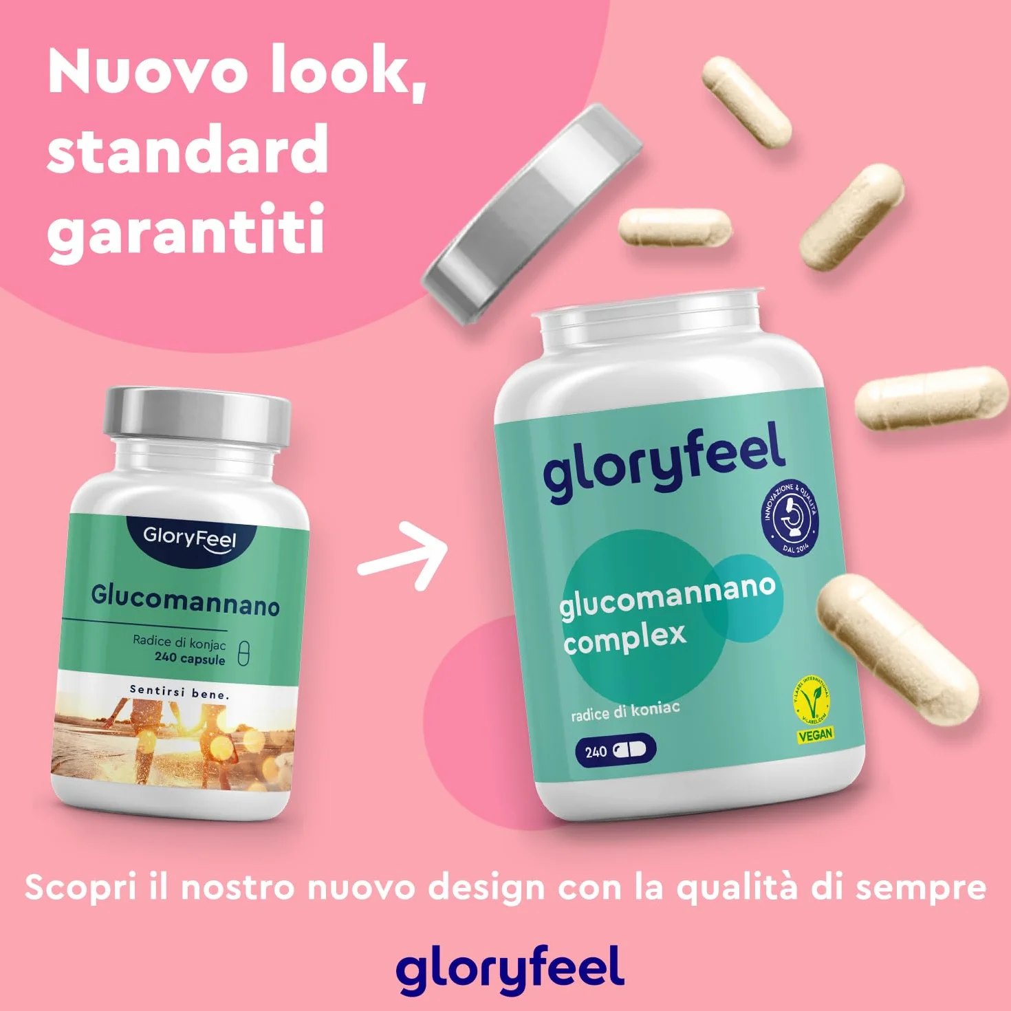 Glucomannano Forte 240 Capsule 4.000 mg per Dose Giornaliera Integratore da Radice di Konjac con Cromo e Vitamina B3