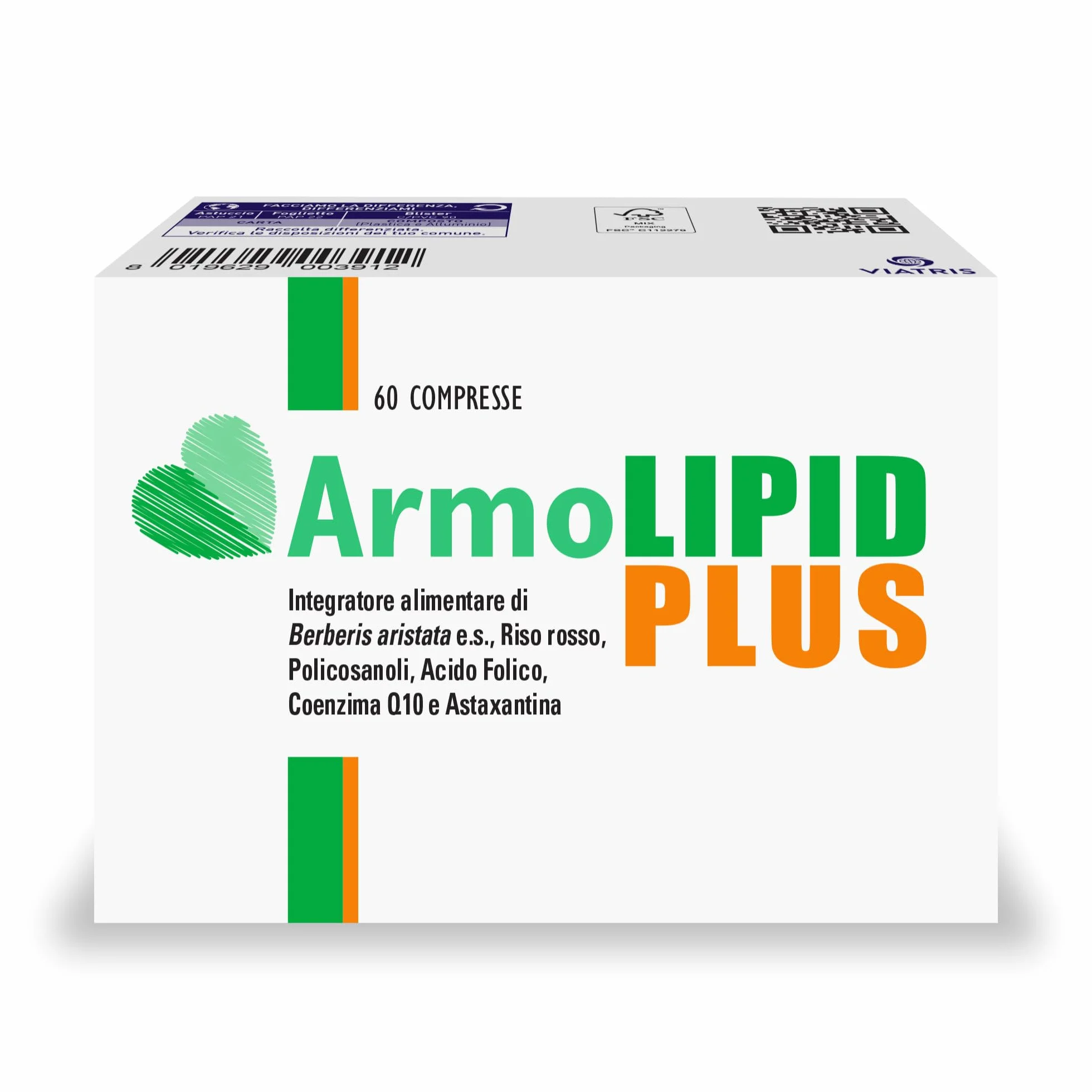 Armolipid Plus 60 Compresse Integratore Alimentare Berberis Aristata Riso Rosso Fermentato Acido Folico Policosanoli Coenzima Q10 Astaxantina