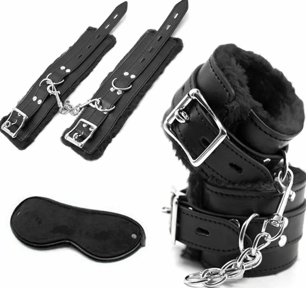Set Bondage 18 Pezzi Manette Maschera Occhi Sex Toy Coppie Nero