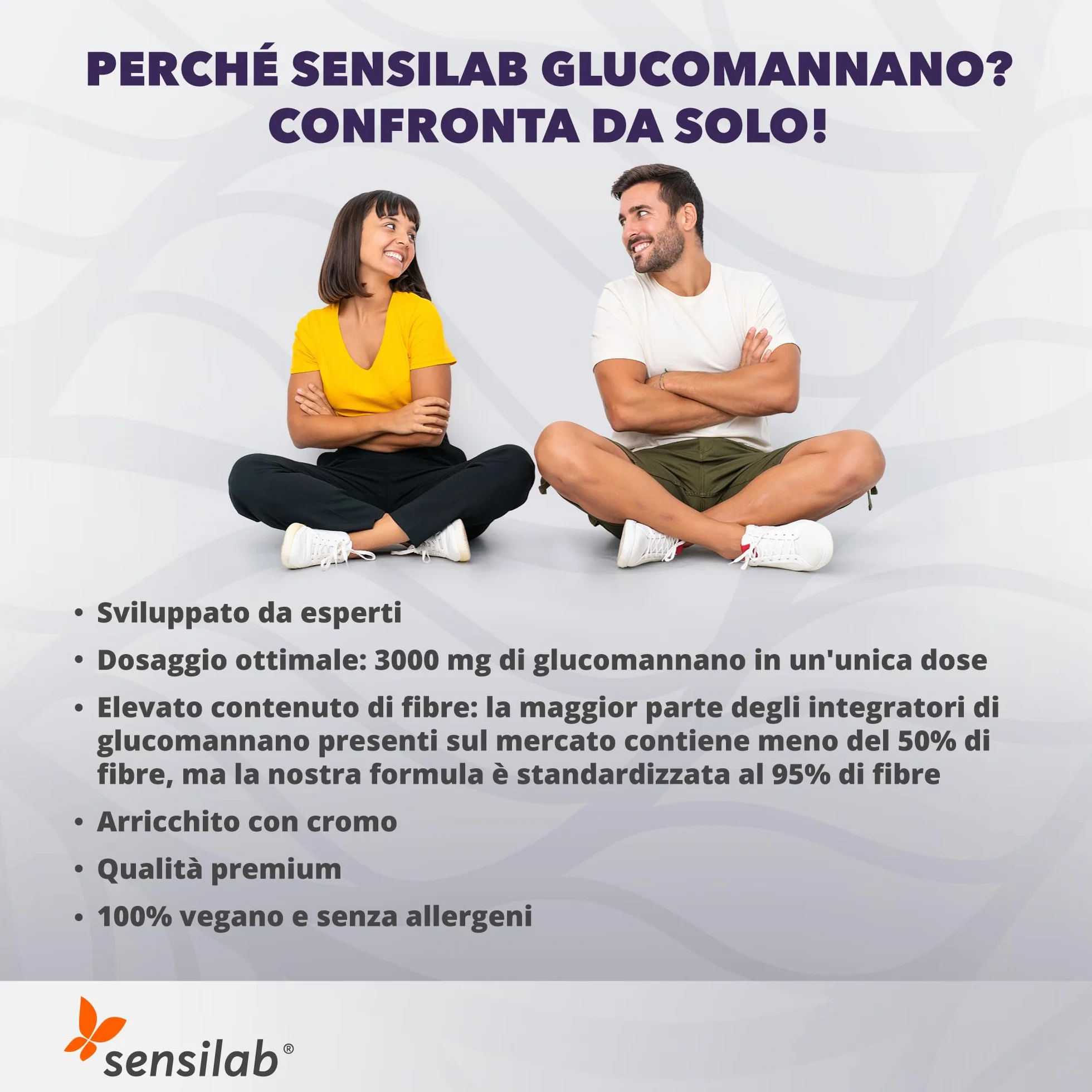 Glucomannano Konjac 3000 mg Capsule Alto Dosaggio con Cromo Fibre Vegane 180 capsule Sensilab Essentials