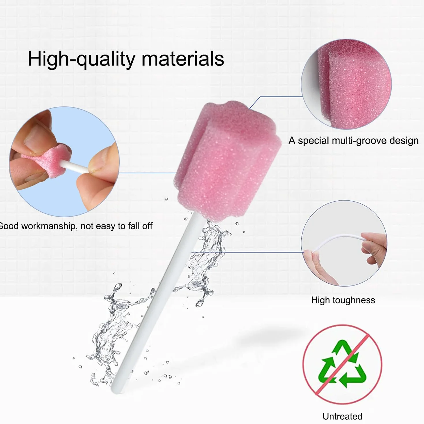 Tamponi Dentali Monouso 80pz Spugnette Pulizia Bocca Sterili (Rosa)