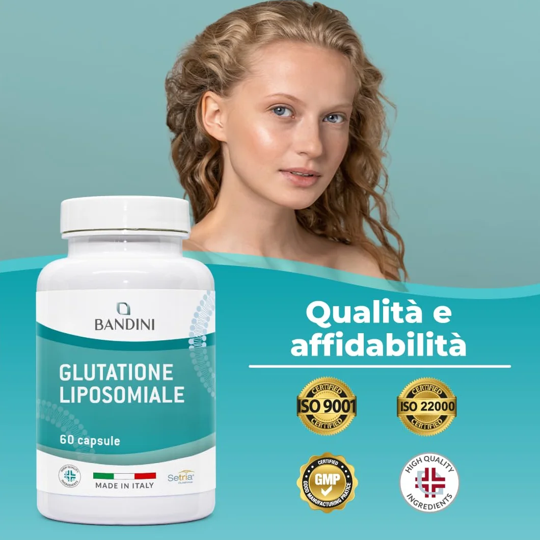 Bandini Glutatione Liposomiale 60 Capsule 250mg L-Glutatione Setria Ridotto Antiossidante Anti Invecchiamento