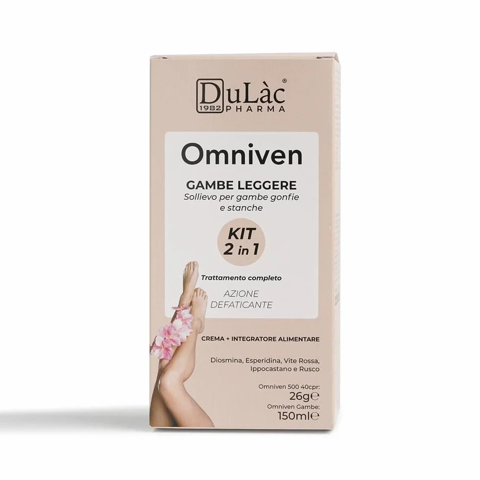 KIT 2in1 OMNIVEN GAMBE LEGGERE Diosmina Esperidina Integratore Crema Effetto Freddo Gambe Gonfie Vene Varicose