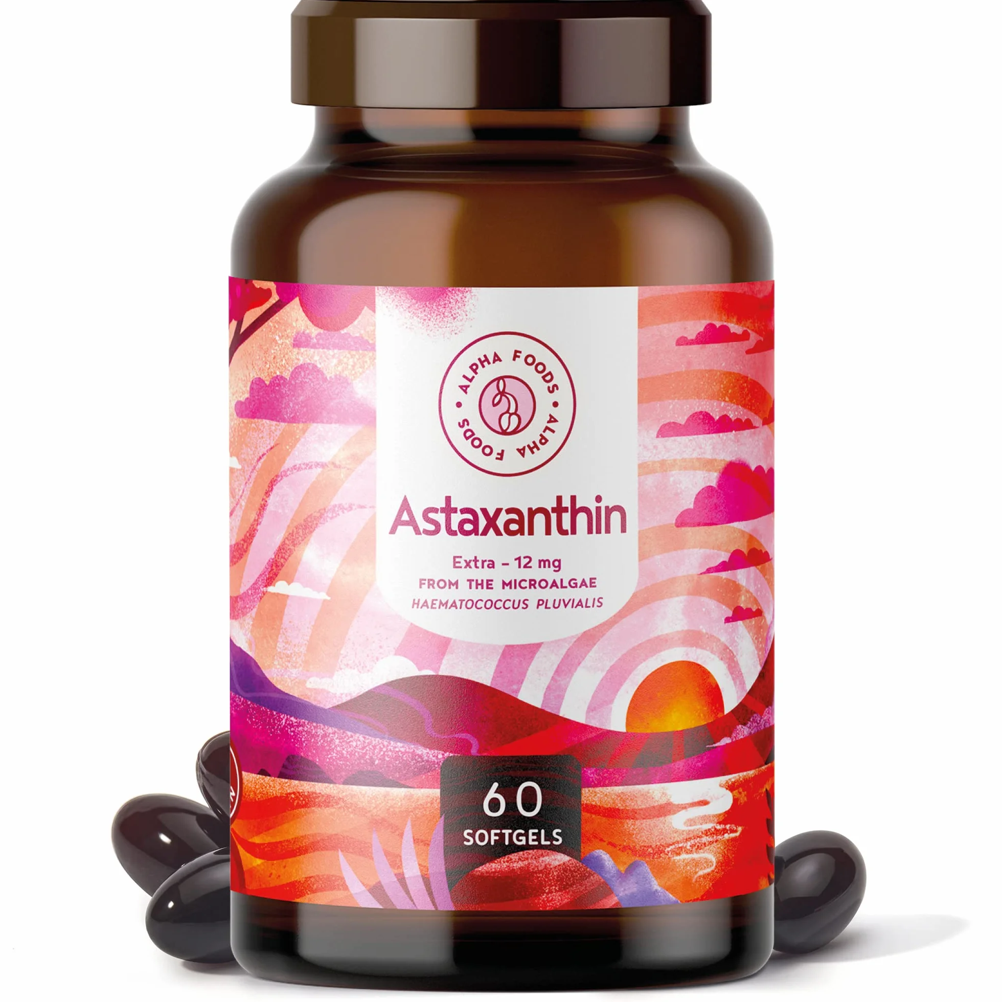 Alpha Foods Astaxantina 12mg 60 capsule vegane Integratore antiossidante da Haematococcus Pluvialis