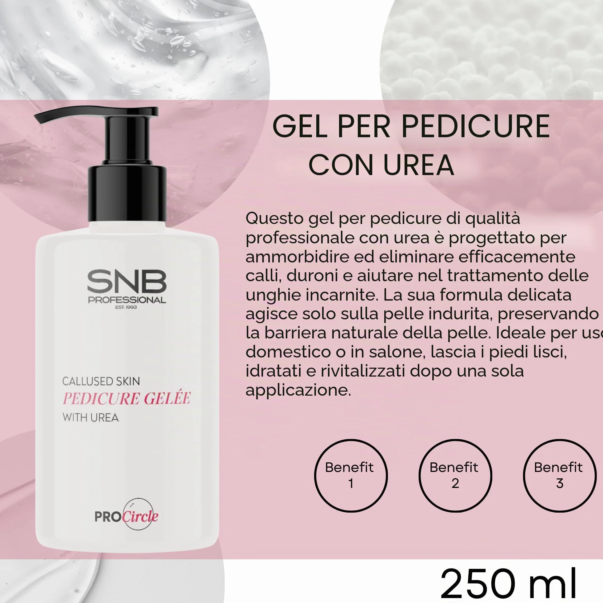 Gel professionale per pedicure con urea 250 ml per calli e unghie incarnite