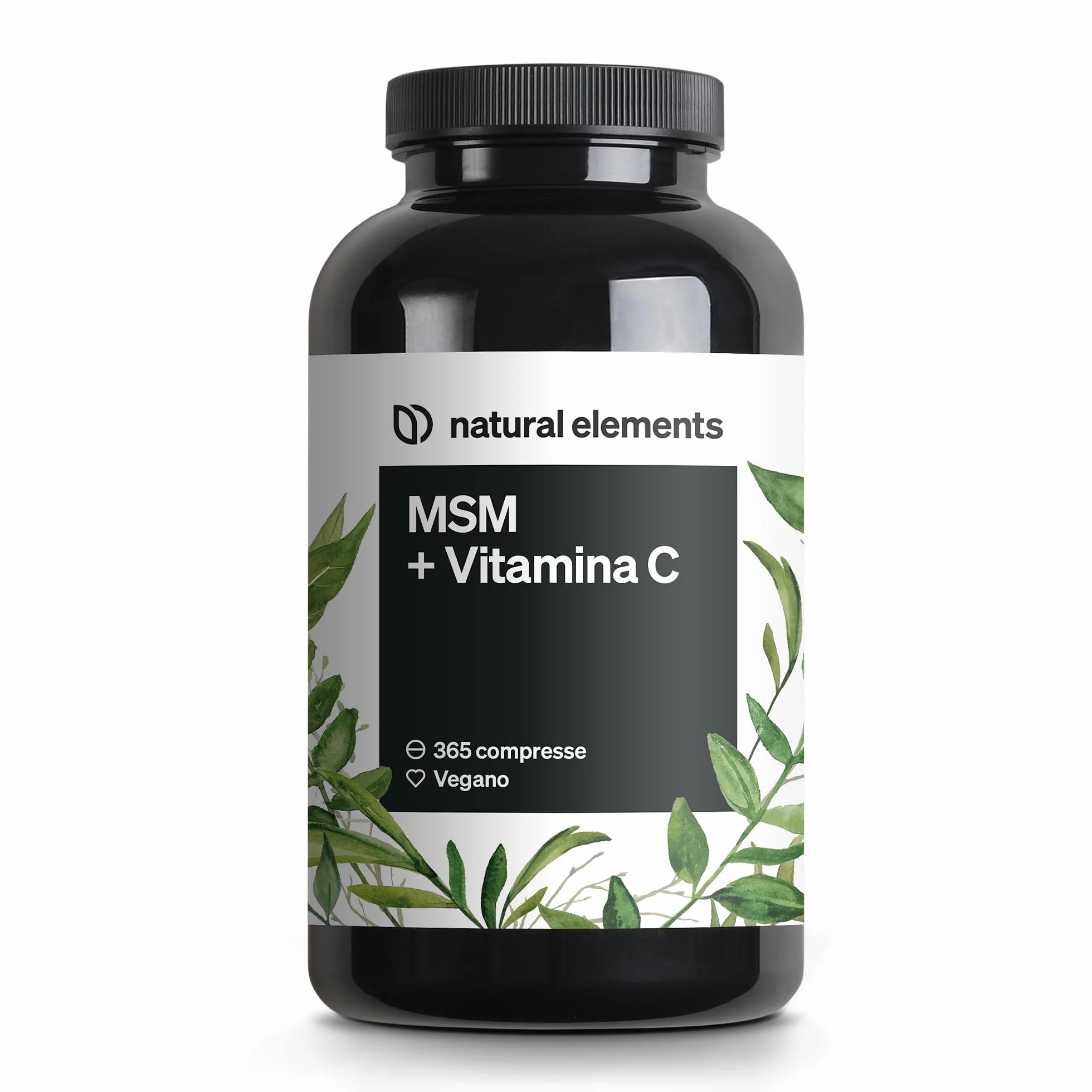 MSM 2.000 mg + Vitamina C Naturale 365 Compresse Metilsulfonilmetano Alto Dosaggio Vegano Testato in Laboratorio