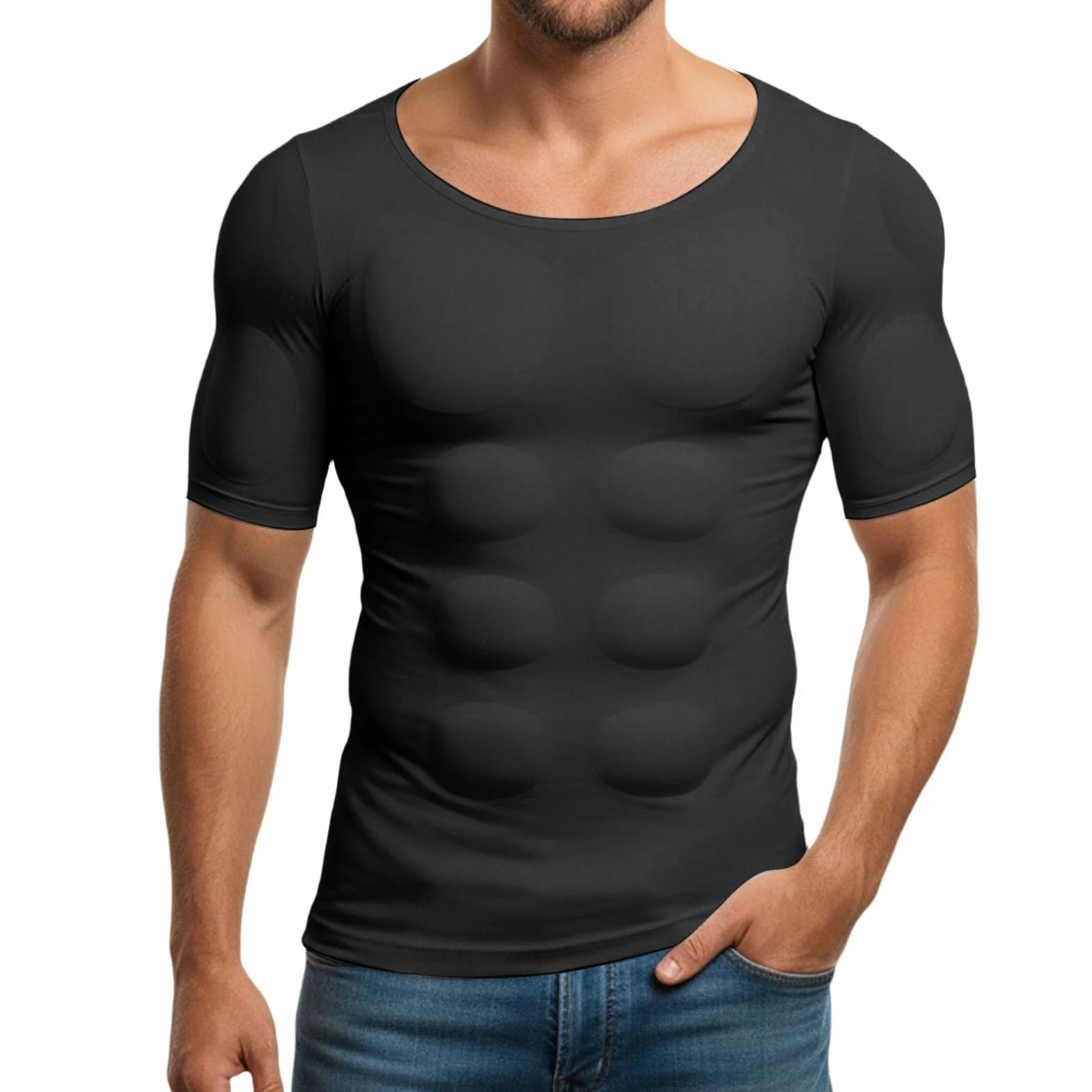 Camicia muscolare a maniche corte falso petto per adulti e bambini