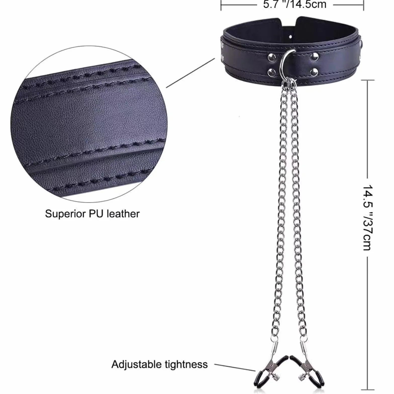 BDSMYEE Collana con morsetti per capezzoli regolabili, catena per seno, 4 morsetti magnetici, set giocattoli stimolazione seno extra forte
