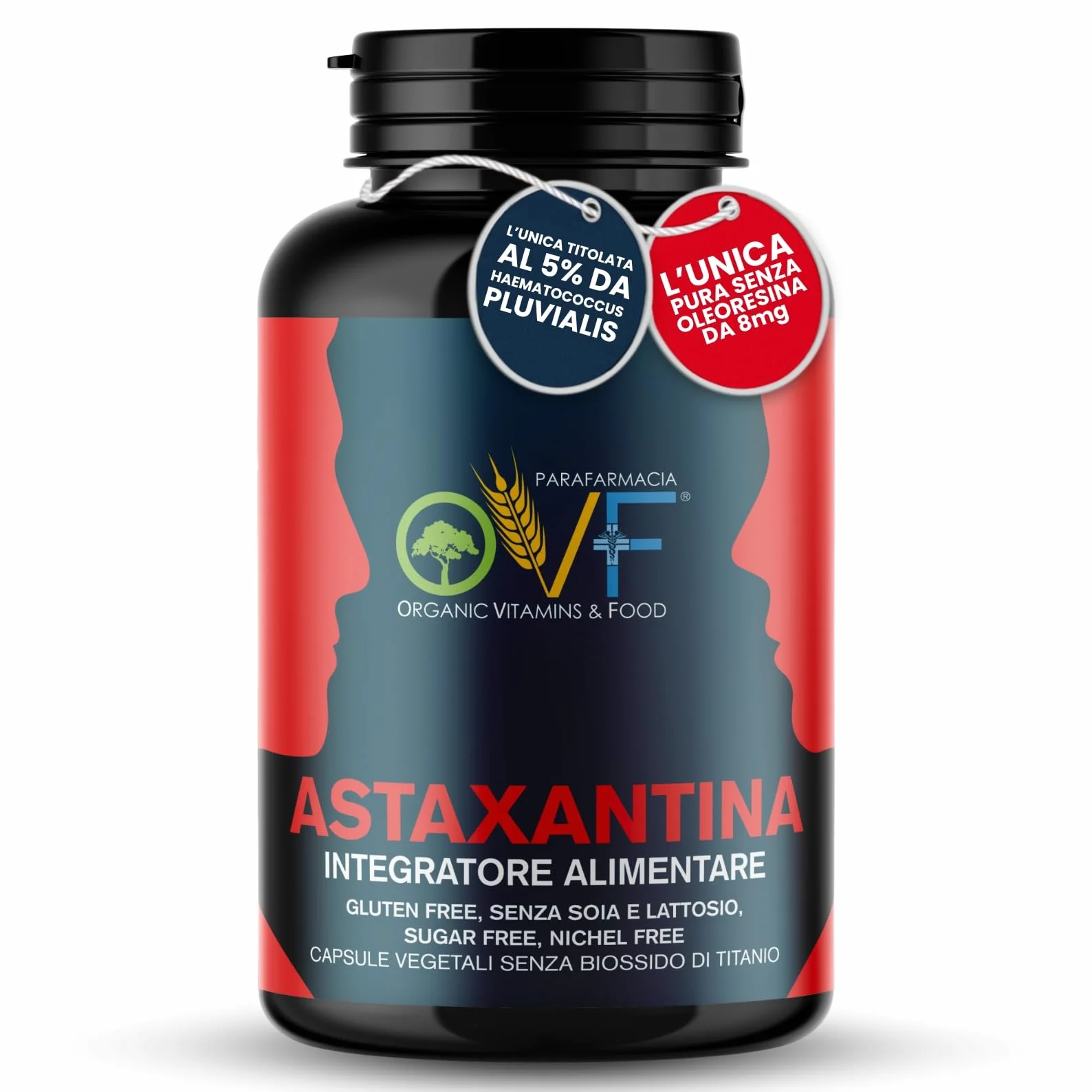 OVF Astaxantina Naturale 8mg per Capsula 90 capsule Antiossidante Haematococcus Pluvialis