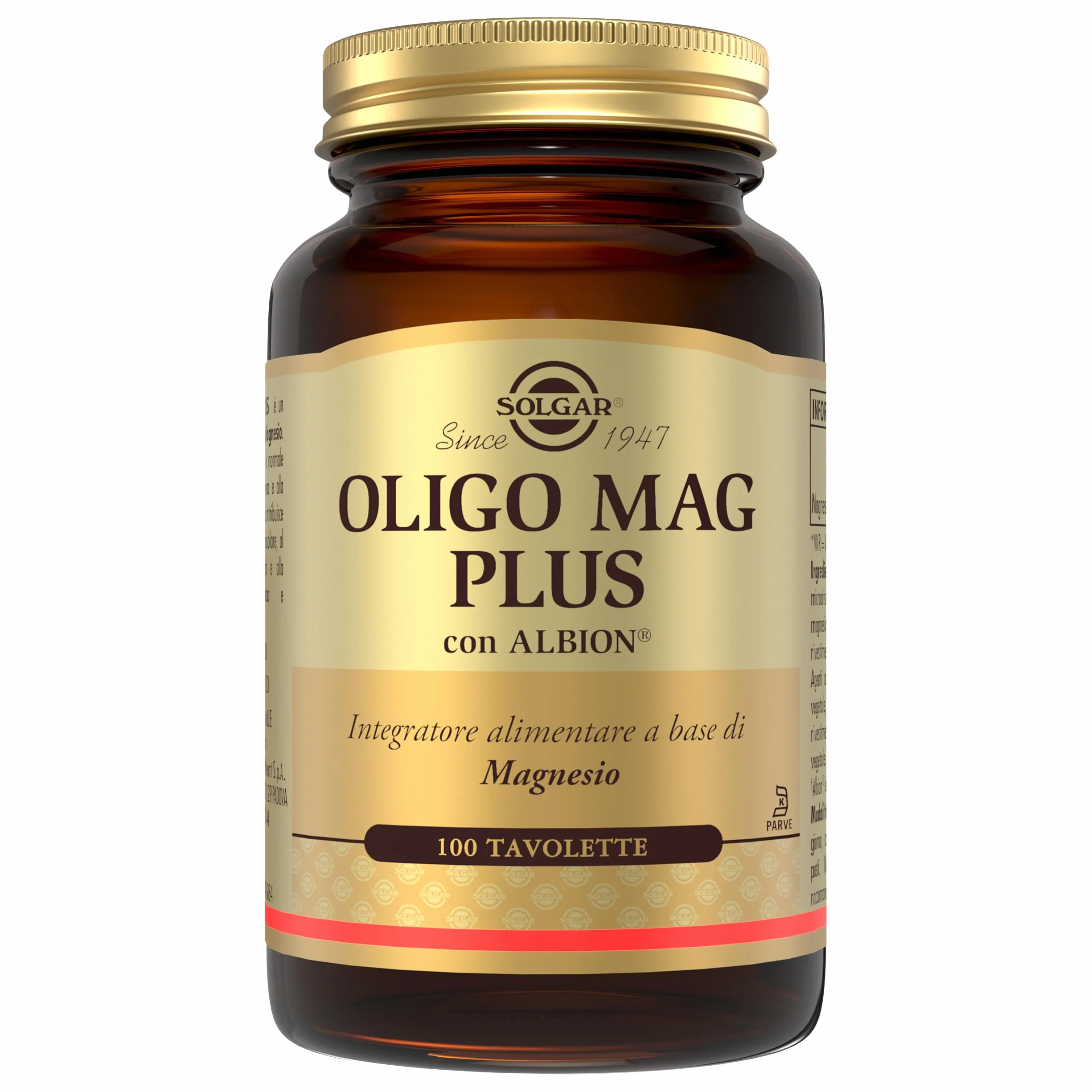 Solgar Oligo Mag Plus Integratore Alimentare 100 Tavolette Magnesio Bisglicinato Supporta Sistema Nervoso Funzione Muscolare