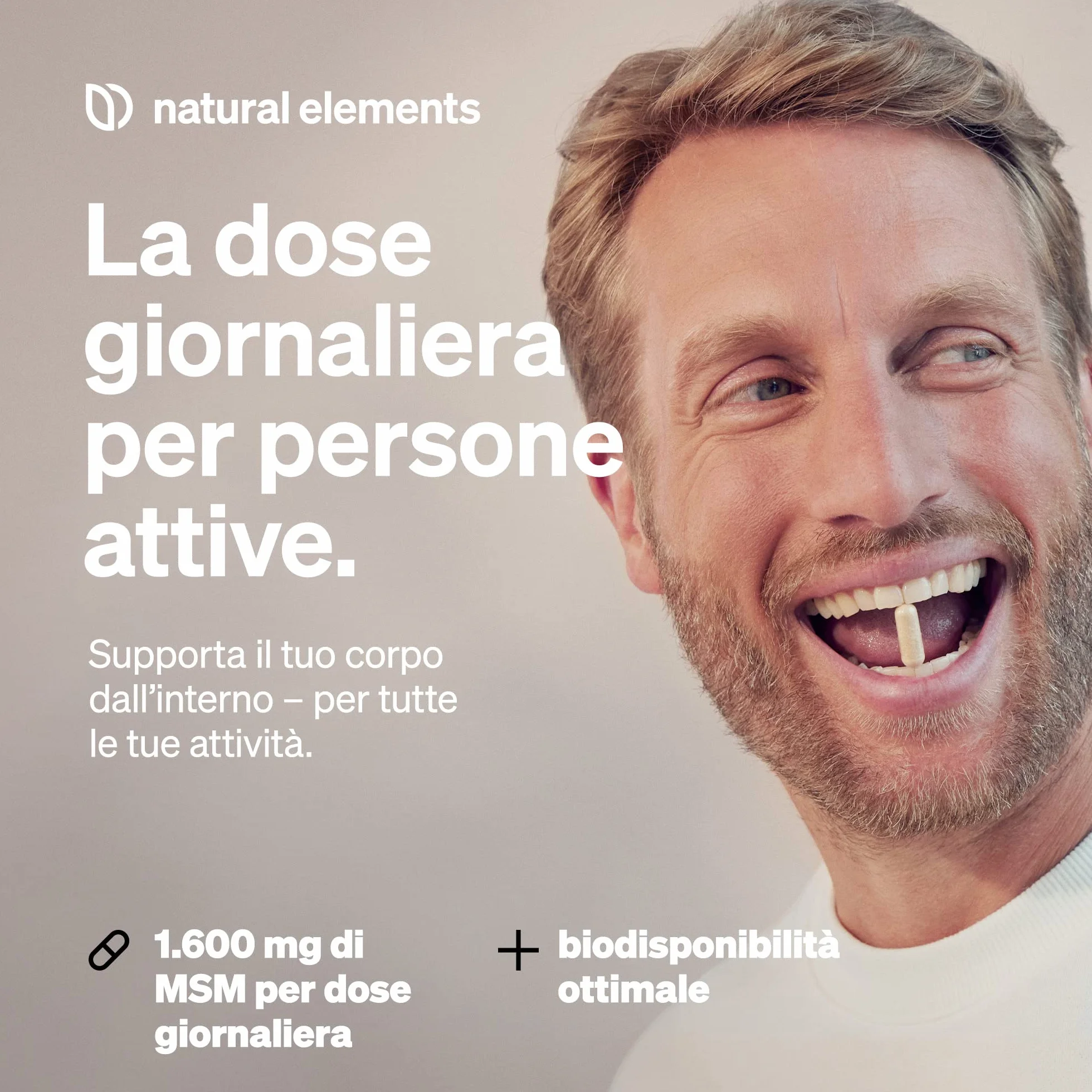 Integratore MSM Puro 99,9% Metilsulfonilmetano 1600mg 365 capsule vegan per Ossa e Articolazioni