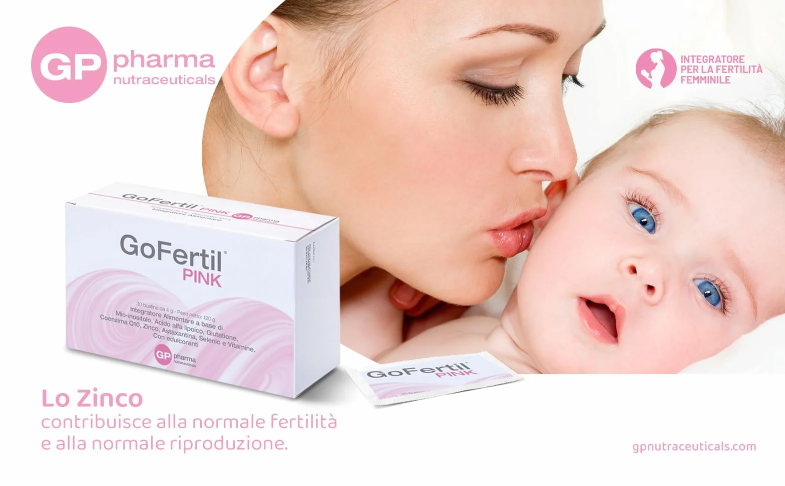 GoFertil Pink GP Nutraceuticals Myo Inositolo e Acido Folico per la Fertilità Femminile