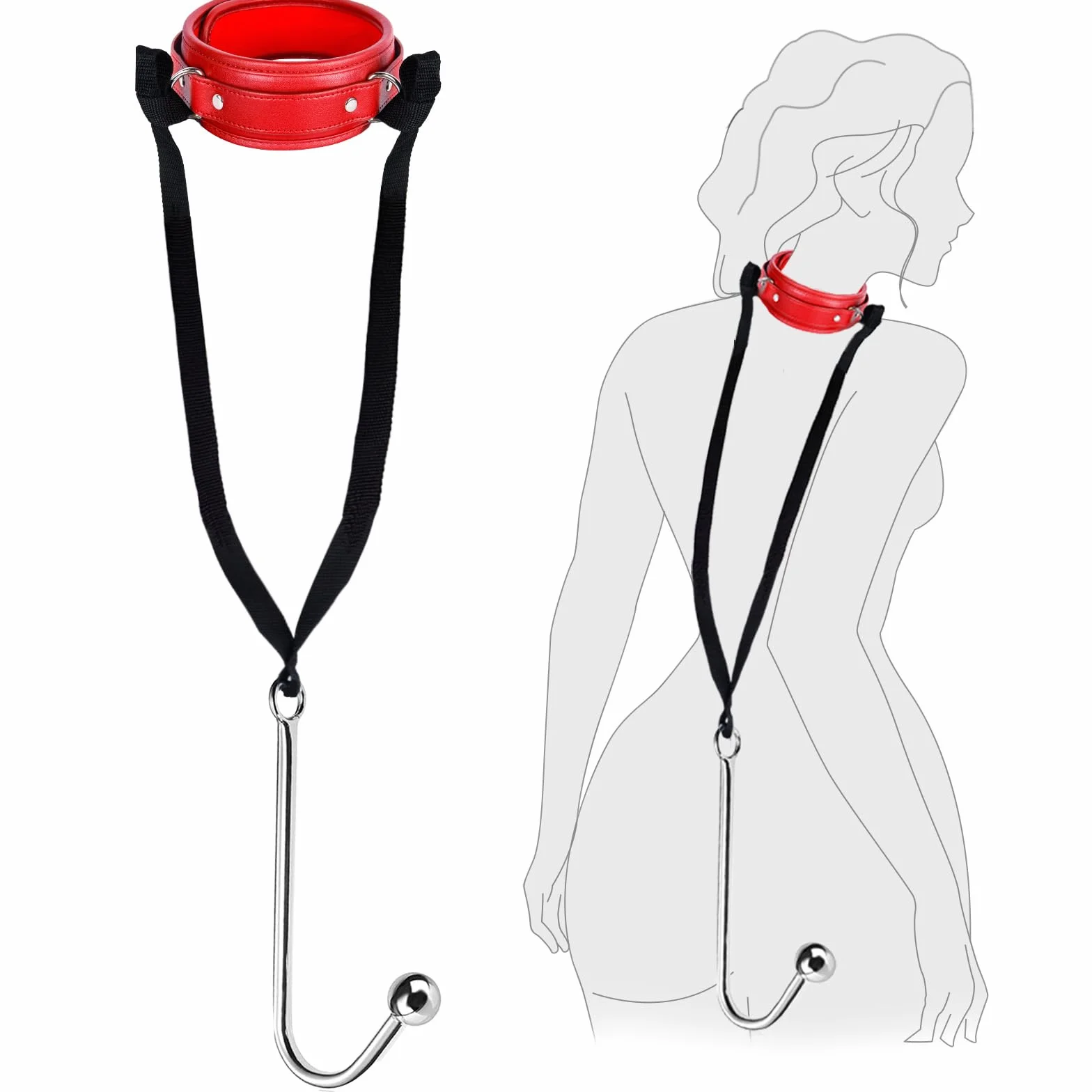 BDSM Bondage Kit Sexytoysys Coppia con Gancio Anale e Collare Giochi Erotici per Donna Uomo