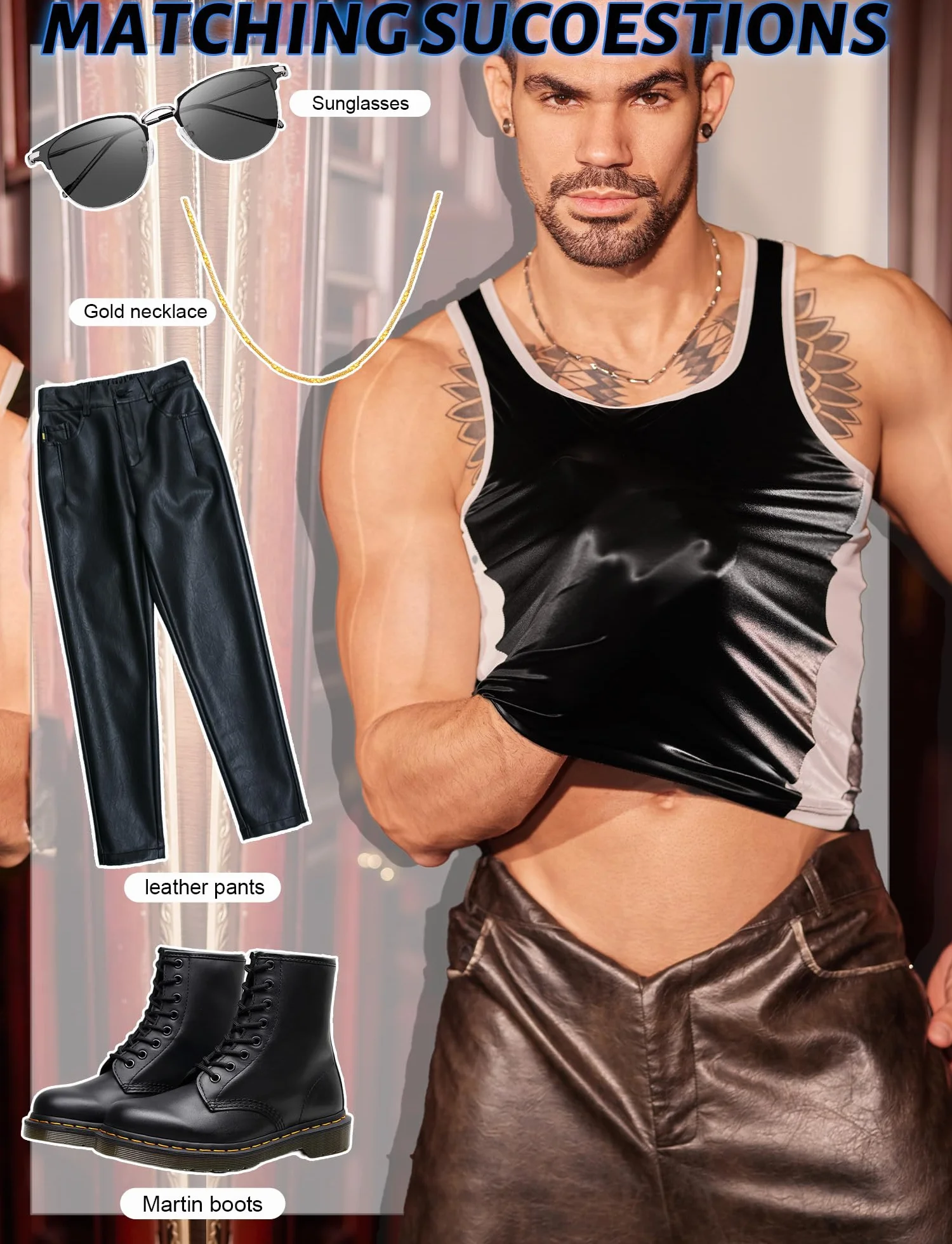 FEOYA Canottiera senza maniche in pelle PU Muscle Fit gilet uomo ecopelle effetto bagnato