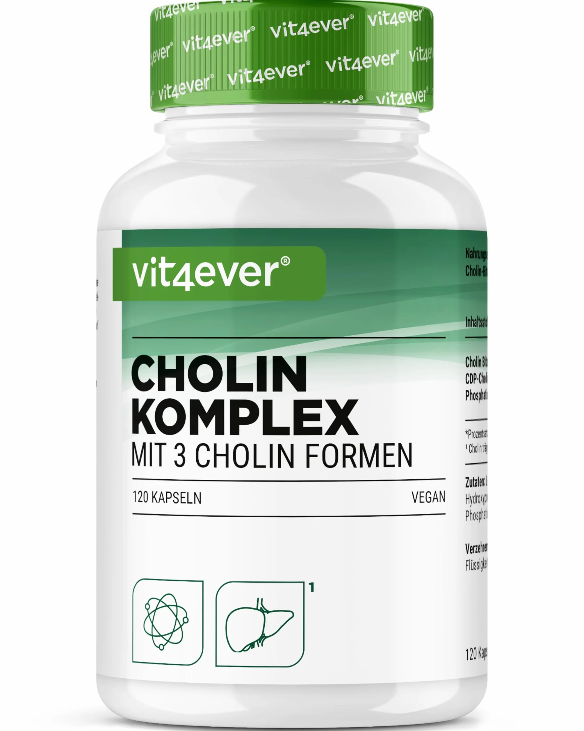 Complesso di colina 3 forme 120 capsule Bitartrato citicolina fosfatidilcolina Vegan