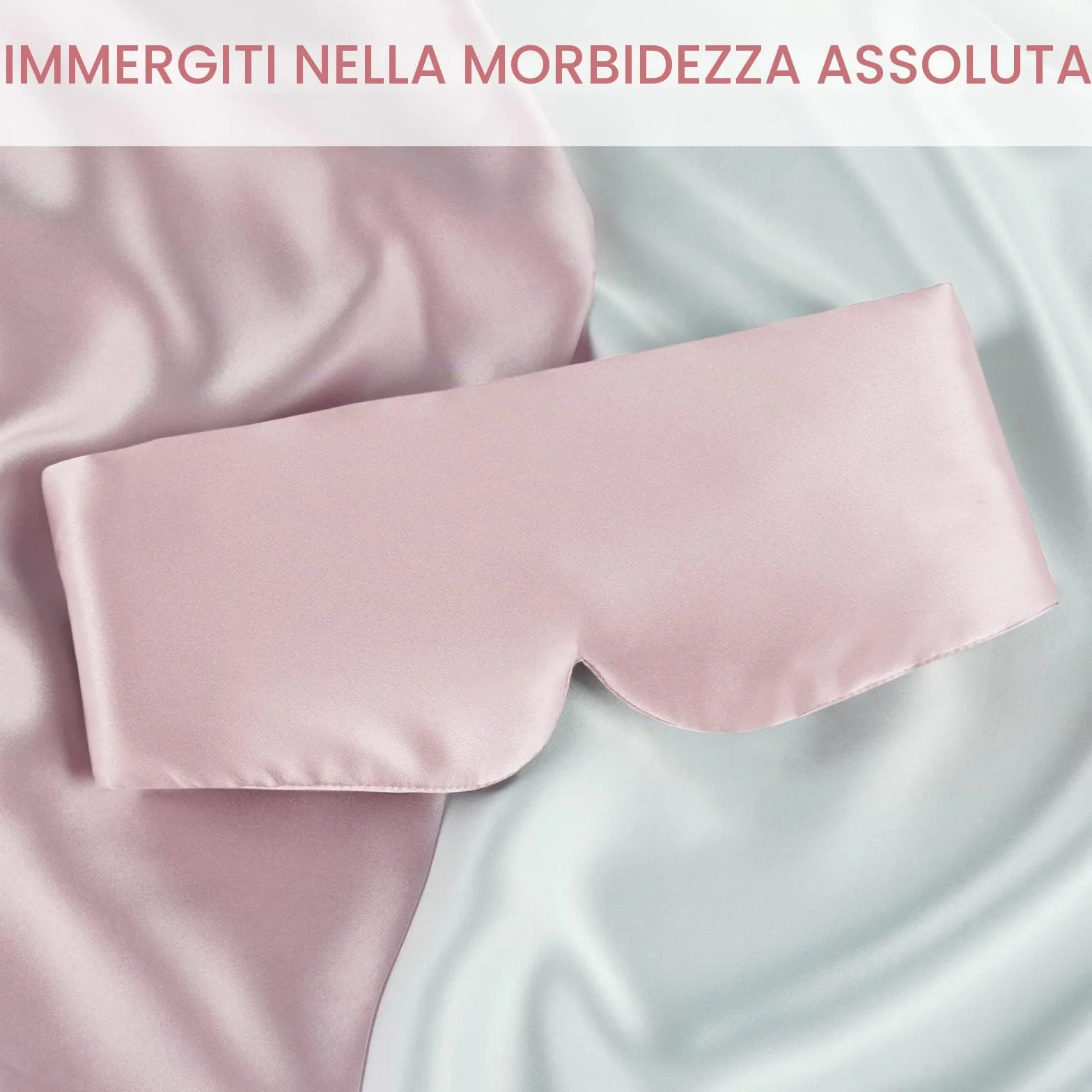 Mascherina per dormire in seta di gelso 100% regolabile rosa