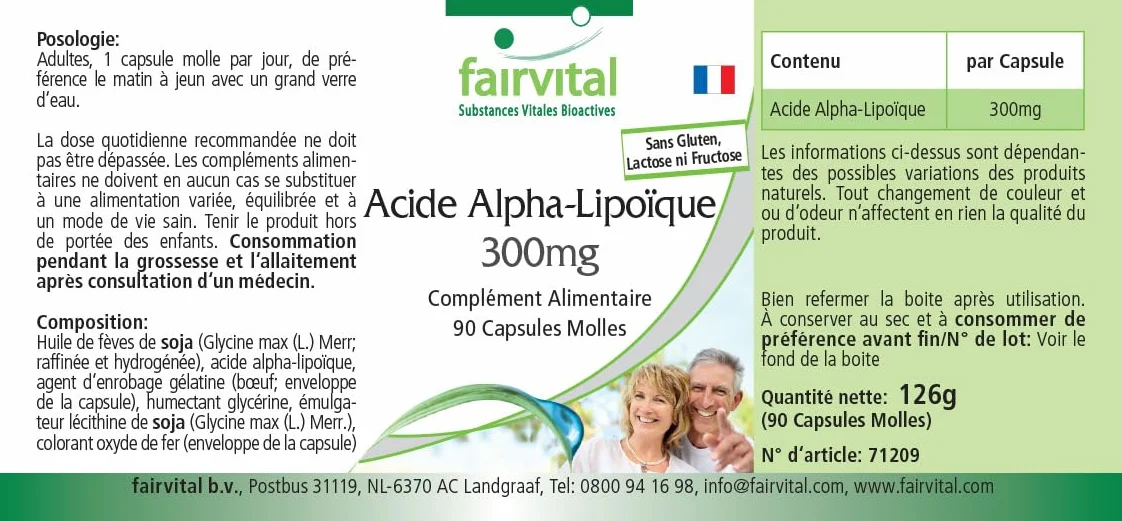 Fairvital Capsule di Acido Alfa Lipoico 300 mg 90 Softgel Alto Dosaggio