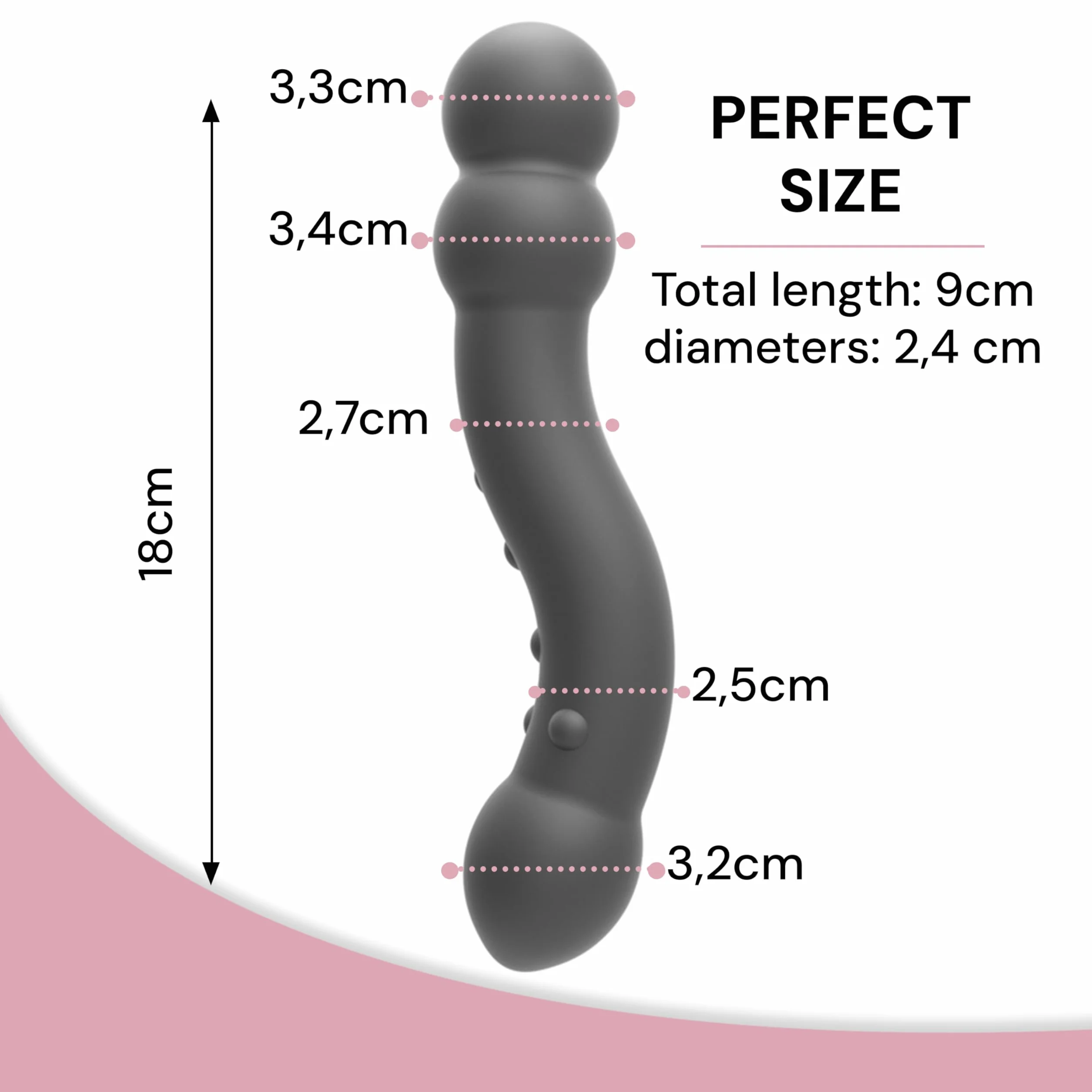 FOPS A106 Stimolatore prostatico silicone nero 18 cm ⌀3,3 cm anal plug per uomini elettrostimolazione