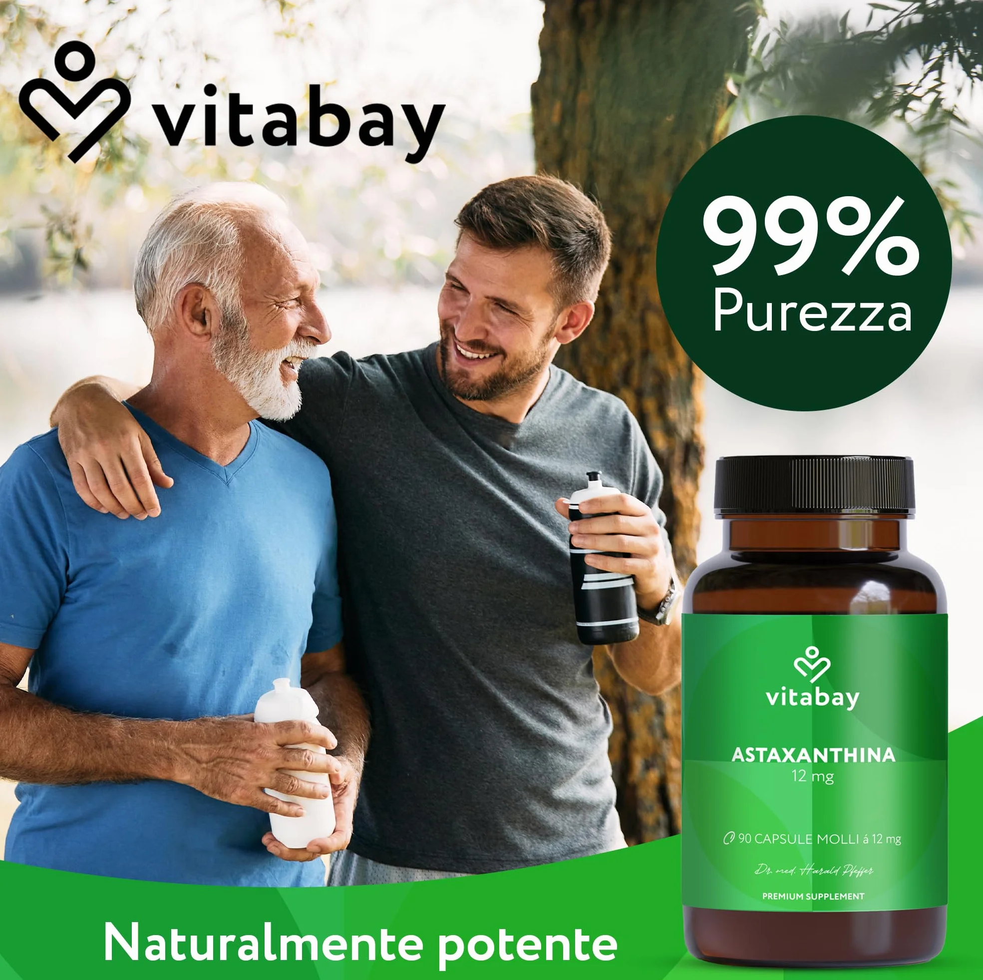 Vitabay Astaxantina 12 mg 90 capsule softgel vegane estratto di alga Haematococcus pluvialis