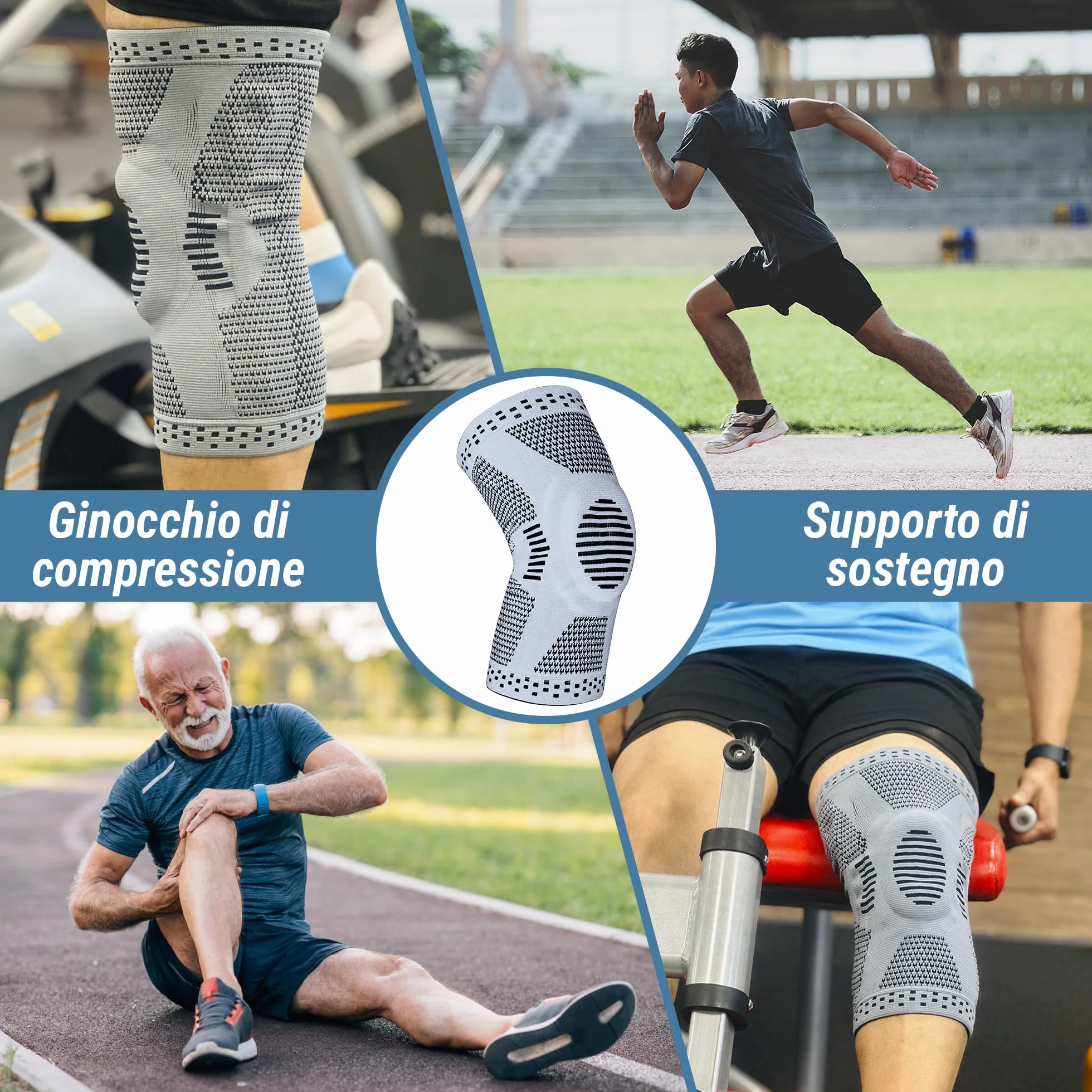 360 RELIEF Ginocchiera per Uomo e Donna con Imbottitura in Gel a Compressione e Borsa Lavanderia