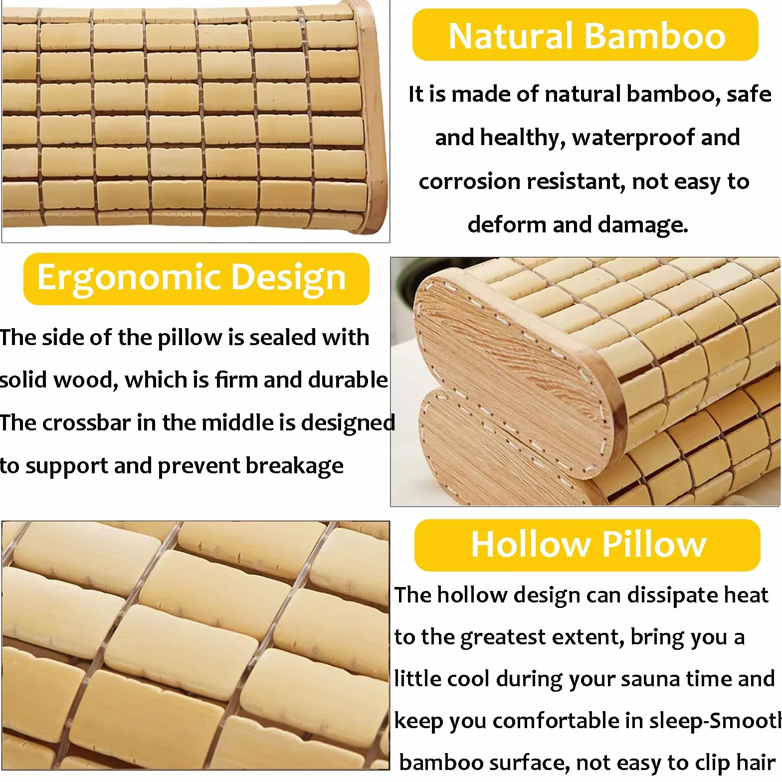 Cuscino poggiatesta in legno di bambù per sauna, supporto per il collo, accessori sauna comfort