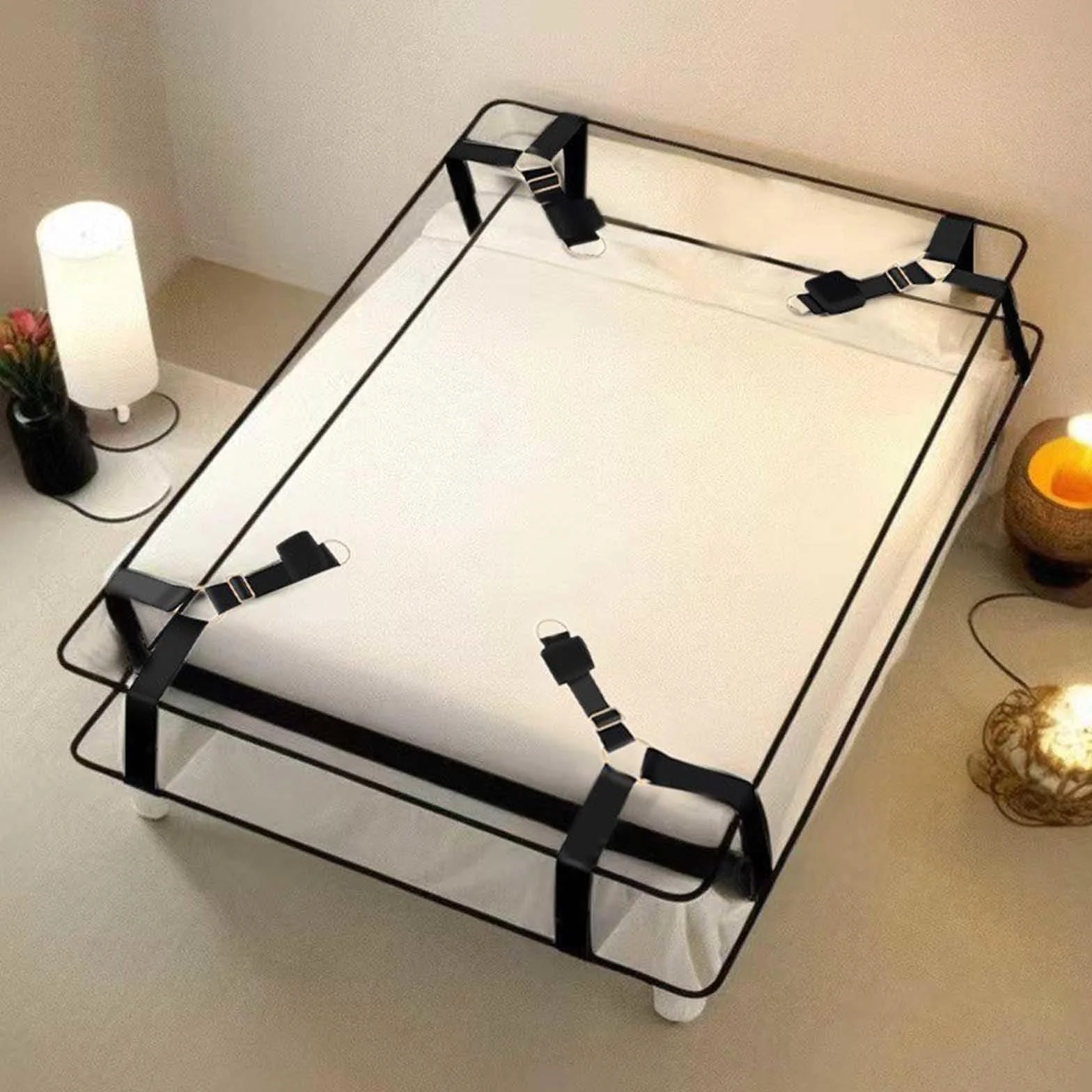 Manette BDSM Kit Bondage Set Coppia Letto Adulti Accessori Sessuali Morbide Nere