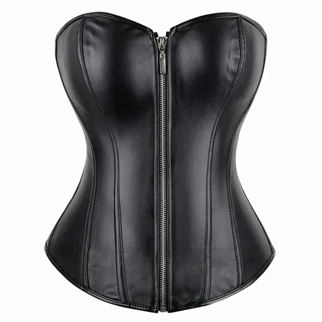 Corsetto da donna in pelle stile gotico steampunk overbust top
