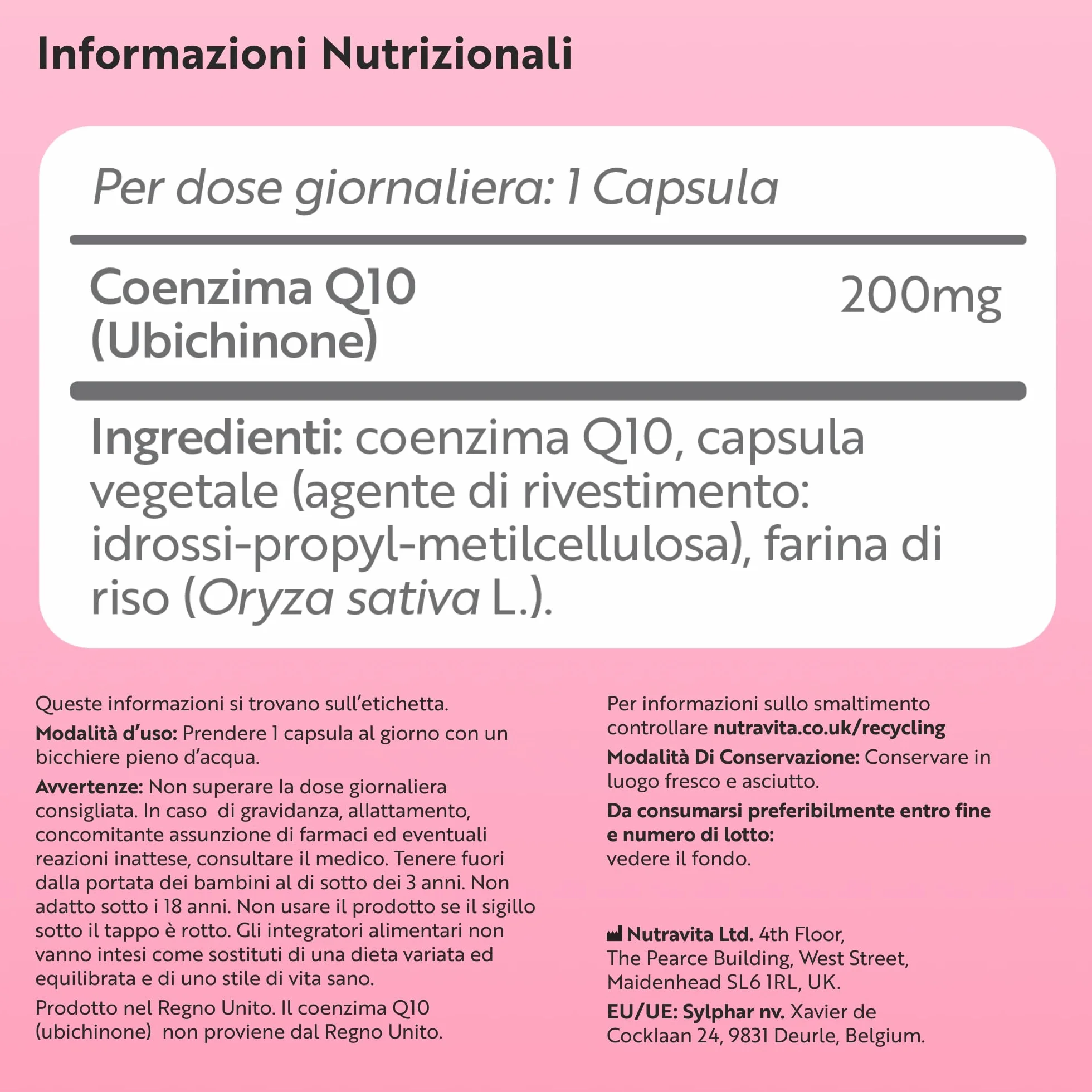 Nutravita Coenzima Q10 200mg - 120 Capsule Vegane, Ubichinone Puro al 100% - Alto Dosaggio