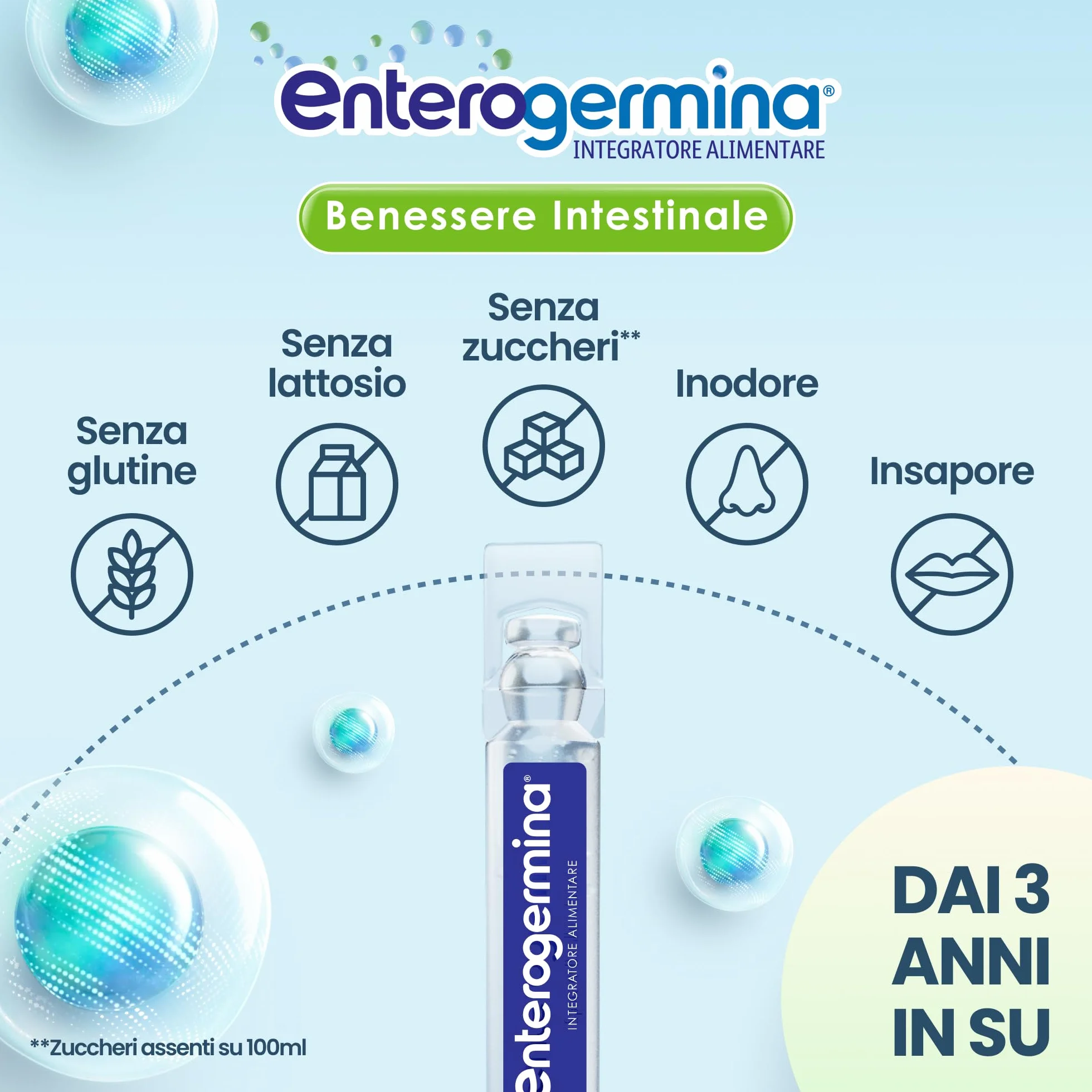Enterogermina Benessere Intestinale Probiotici Fermenti Lattici Integratori 30 Flaconcini 5 ml