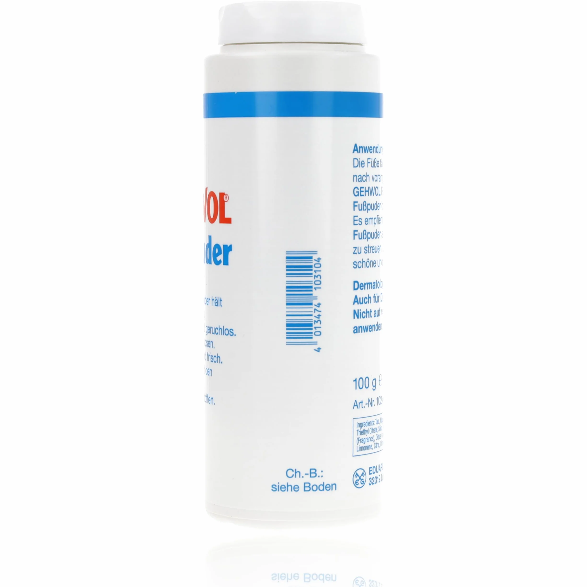 Gehwol Foot Powder, Odourless Anti-Bacterial Talc 100gm Prevents Athlete's Foot for Feet, Shoes & Socks