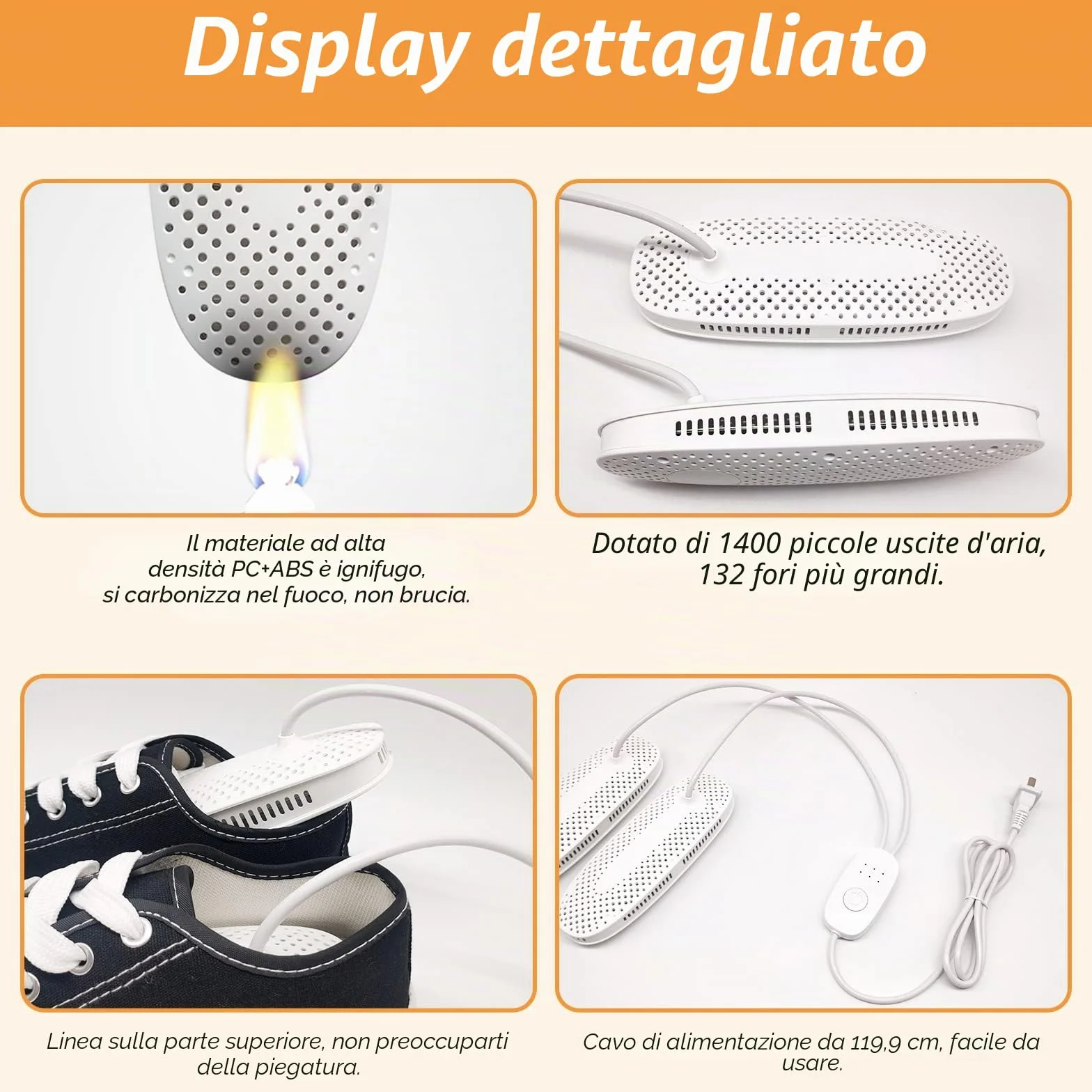 Asciugascarpe Elettrico con Timer per Calcio e Sci, Ventola Silenziosa, Spina UE