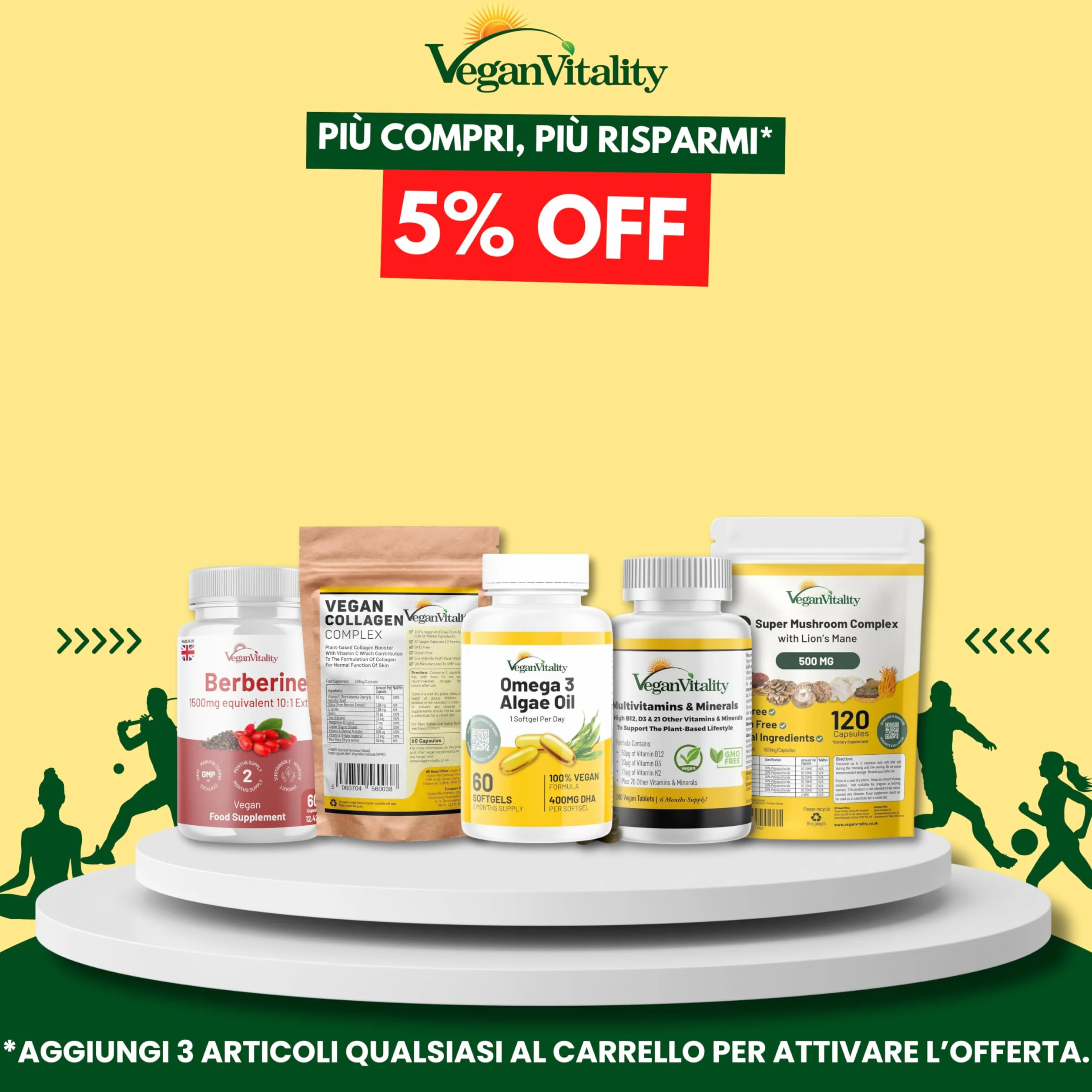Omega 3 Vegan Olio di Alghe 400mg DHA 60 Capsule Integratore