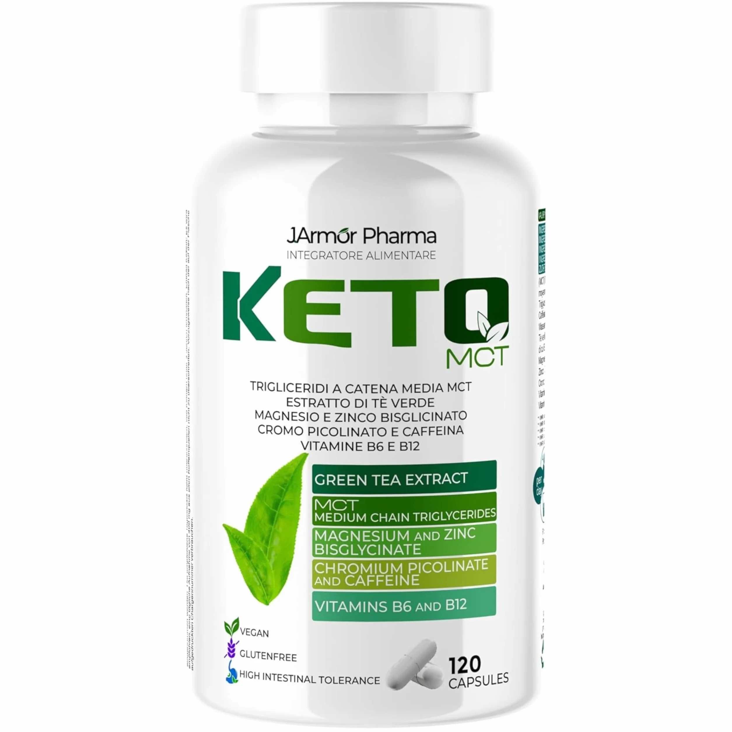 Integratore Brucia Grassi KETO Complex 120 Capsule Vegane con Tè Verde, Caffeina, Cromo, Zinco, Magnesio, Vitamine B6-B12