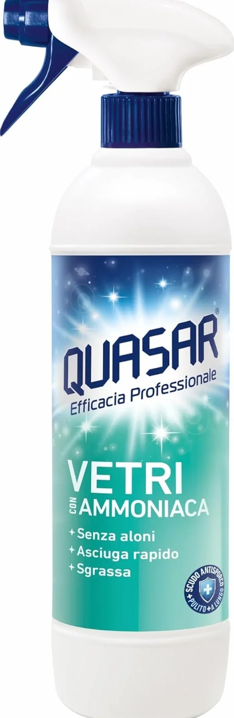 Quasar Vetri con Ammoniaca Senza Aloni Asciuga Rapido Sgrassa 680 ml