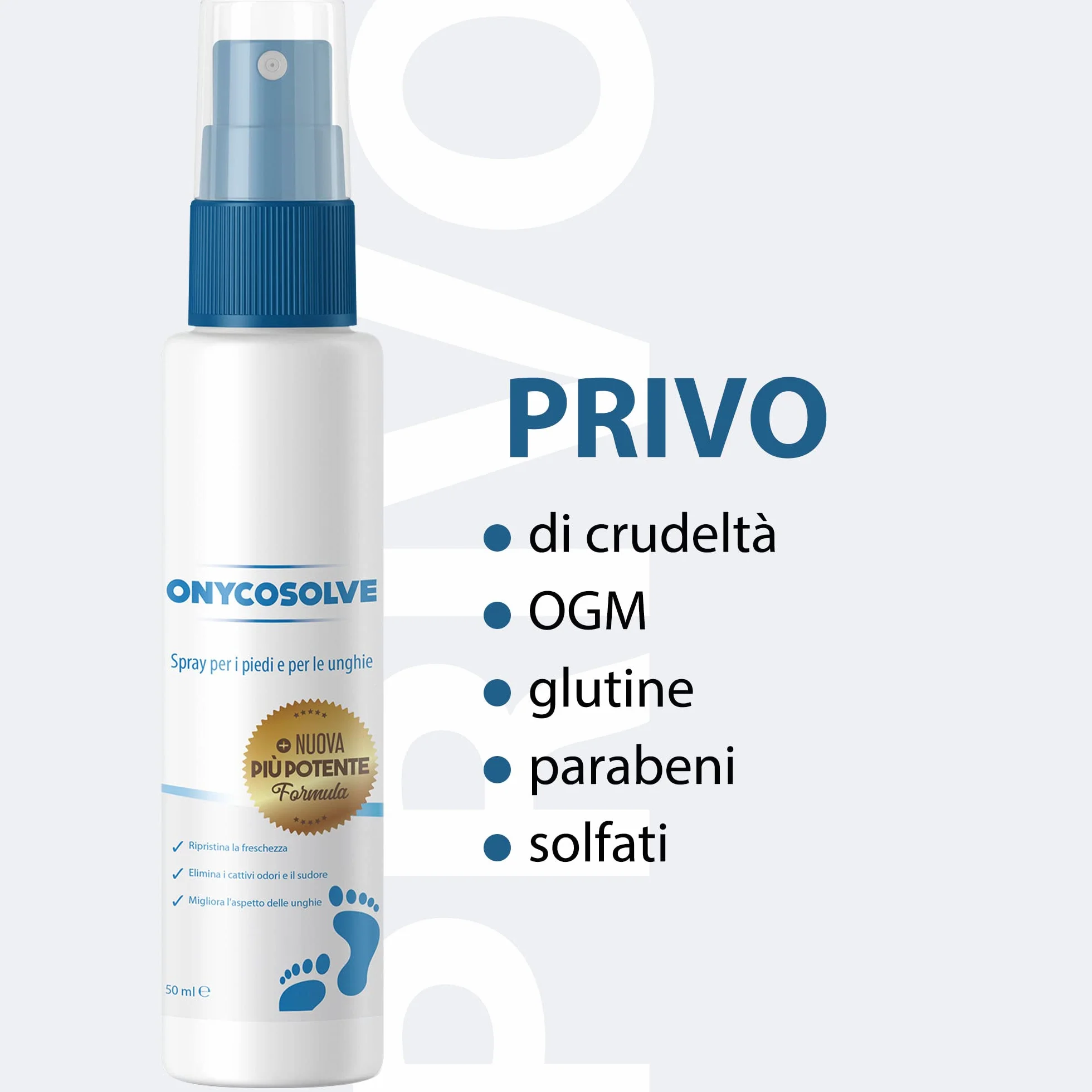Spray per Piede d'Atleta Deodorante Scarpe Cattivi Odori Piedi Unghie Forti Pelle Sana Sudorazione Eccessiva Prurito 50 ml