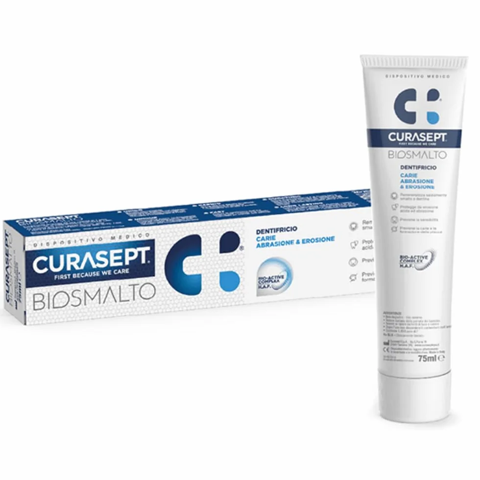 Curasept Kit Biosmalto Protezione Carie Dentifricio 75ml Collutorio 300ml Remineralizzazione Smalto