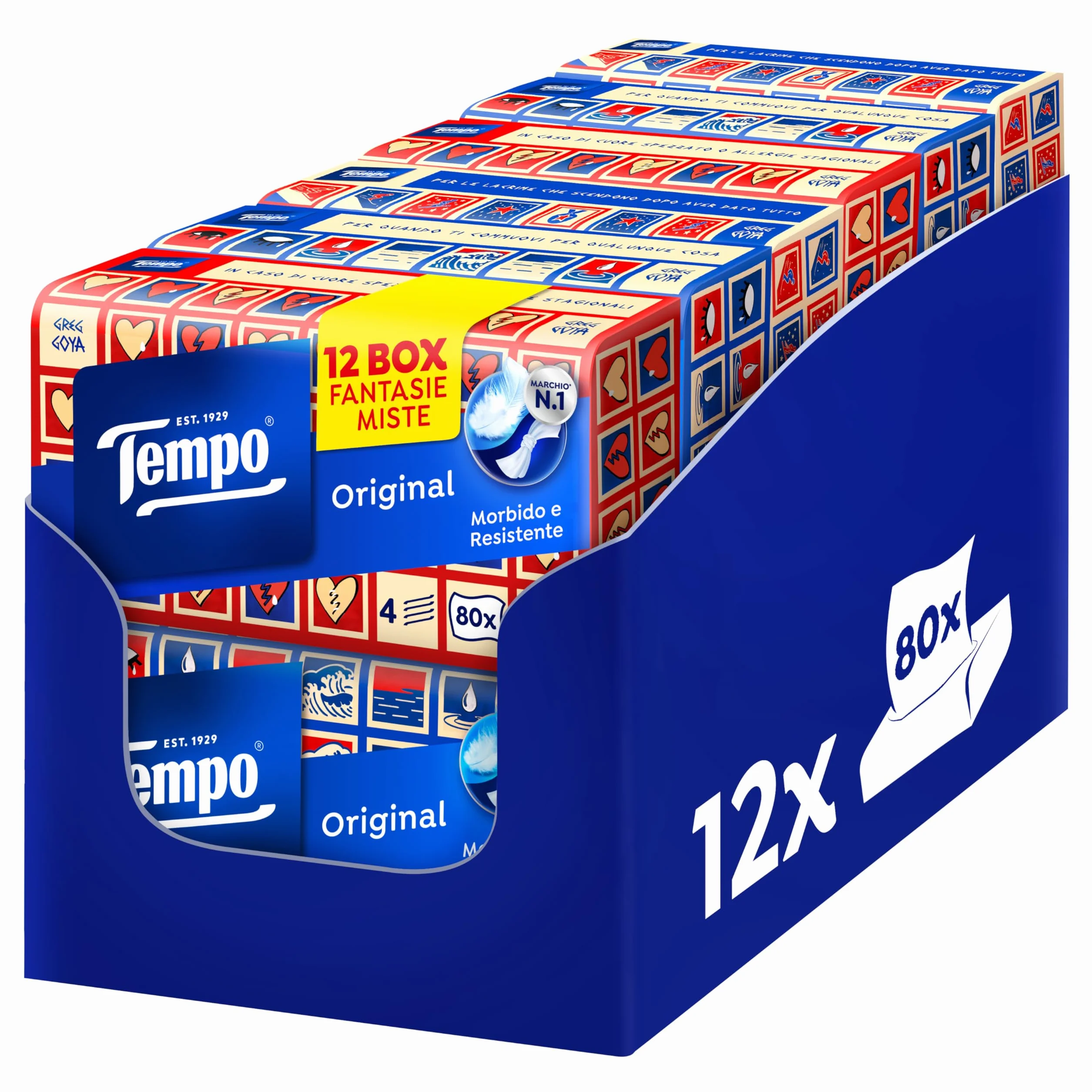 Tempo Fazzoletti Box Original 4 Veli 12 Confezioni 960 Fazzoletti