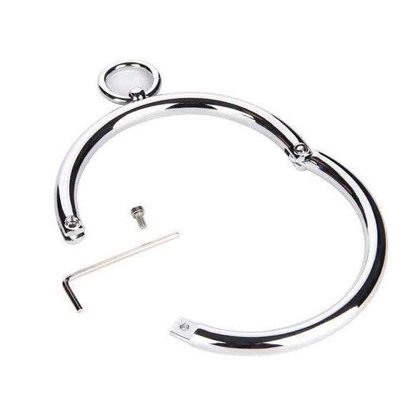 BONDAGERIE® Collare tondo in metallo con anello