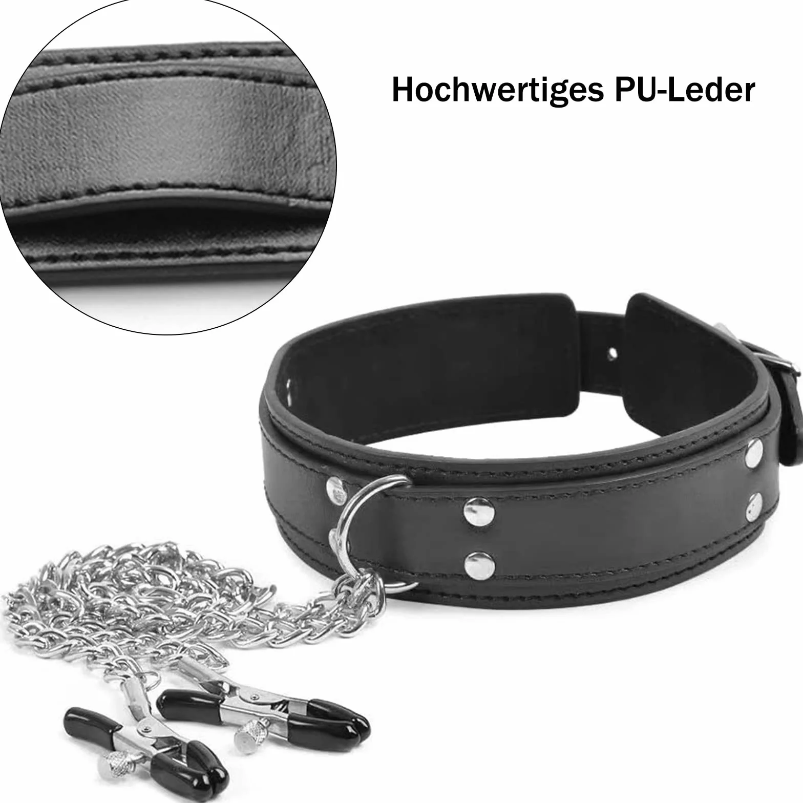 BDSMYEE Collana con morsetti per capezzoli regolabili, catena per seno, 4 morsetti magnetici, set giocattoli stimolazione seno extra forte