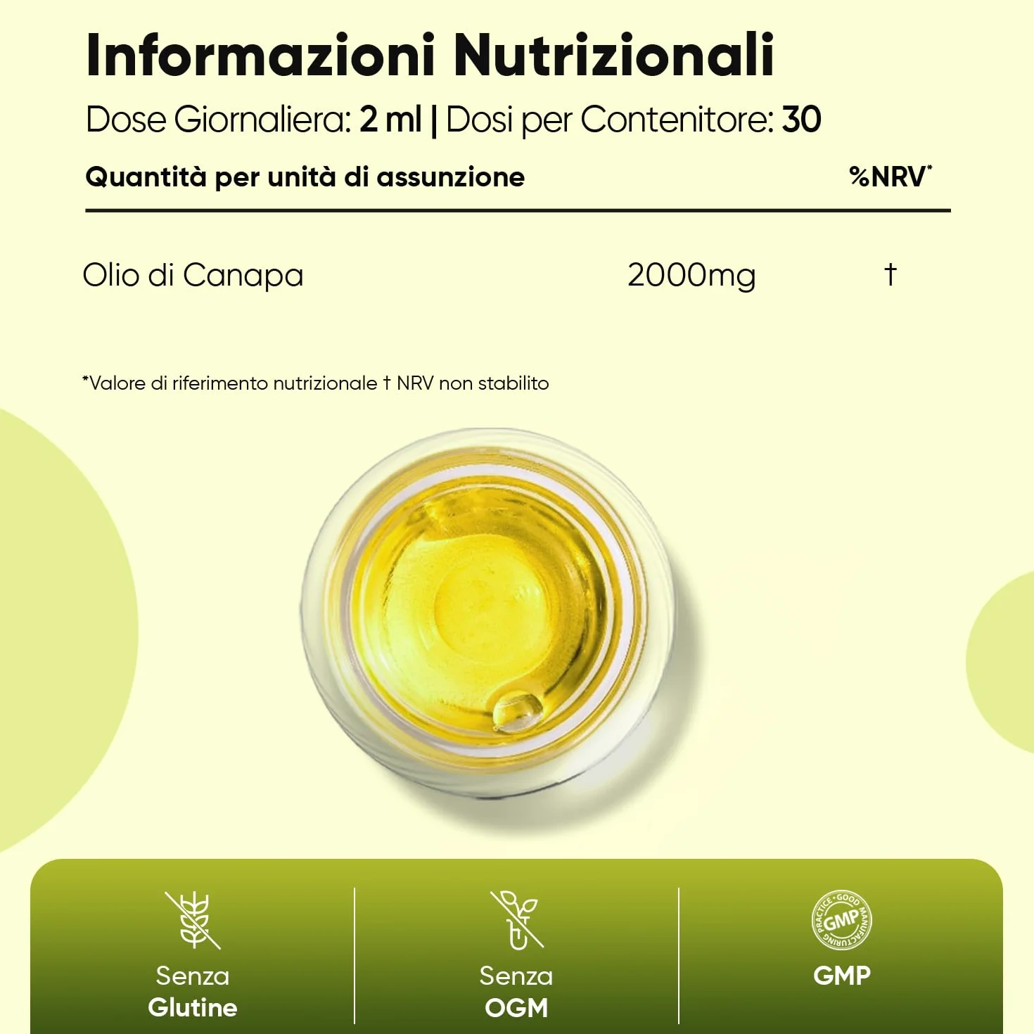 Olio di Canapa 2000mg 60ml 100% Puro Vegano Pressato a Freddo Integratore Hemp Oil