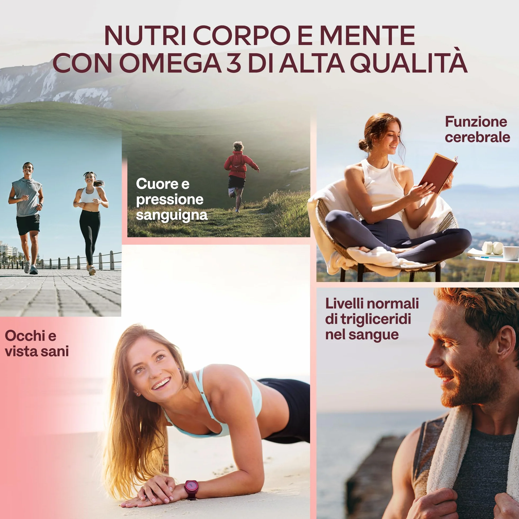 Omega 3 2000mg Alto Dosaggio Olio di Pesce Capsule Integratore EPA 500mg DHA 120 Softgel