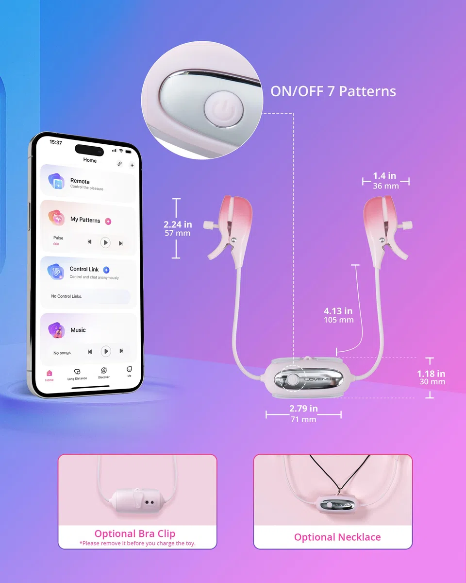 LOVENSE Gemini Morsetti per Capezzoli Sesso Elettrico, Vibratori Bluetooth App Control, Toys Sesso per Coppia Donna Uomo, Modalità di Vibrazione Personalizzate illimitate
