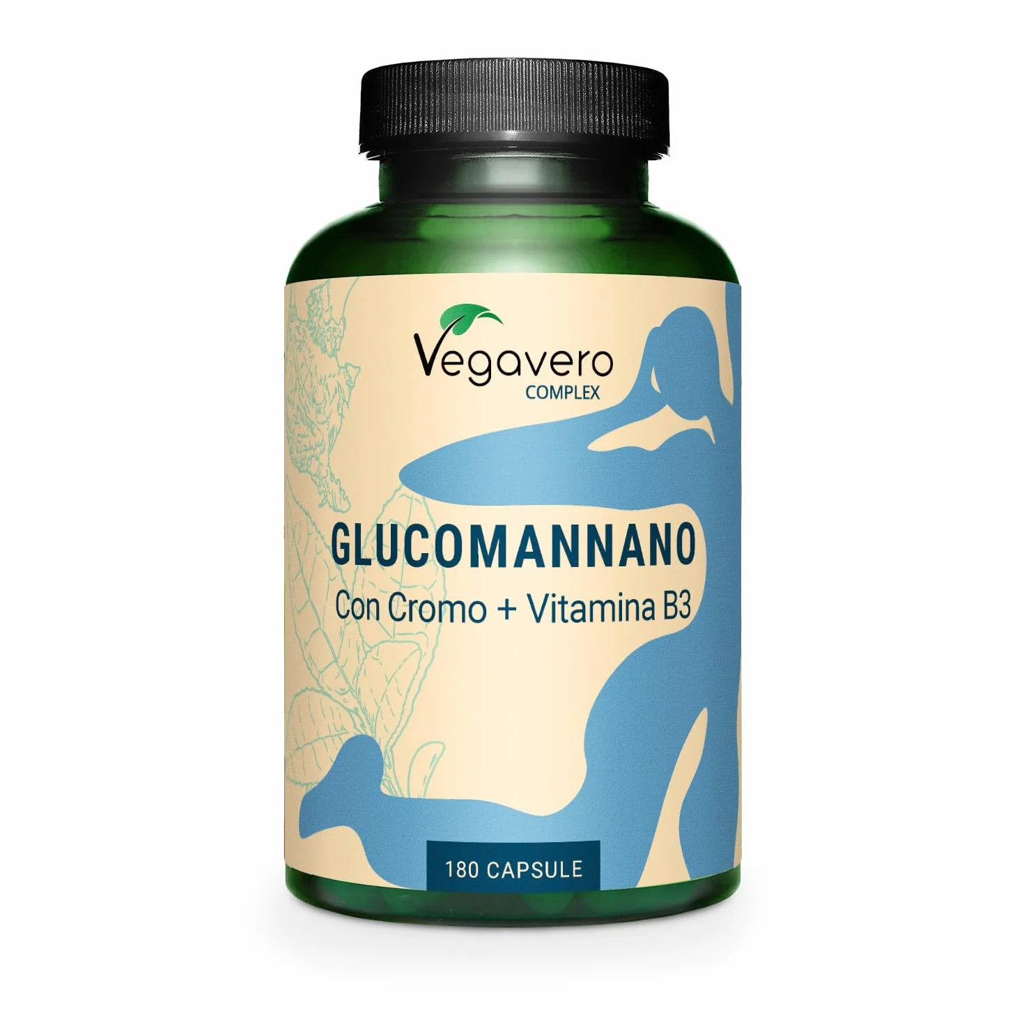 Glucomannano Complex Forte Alto Dosaggio Vegavero® z Witaminą B3 i Chromem