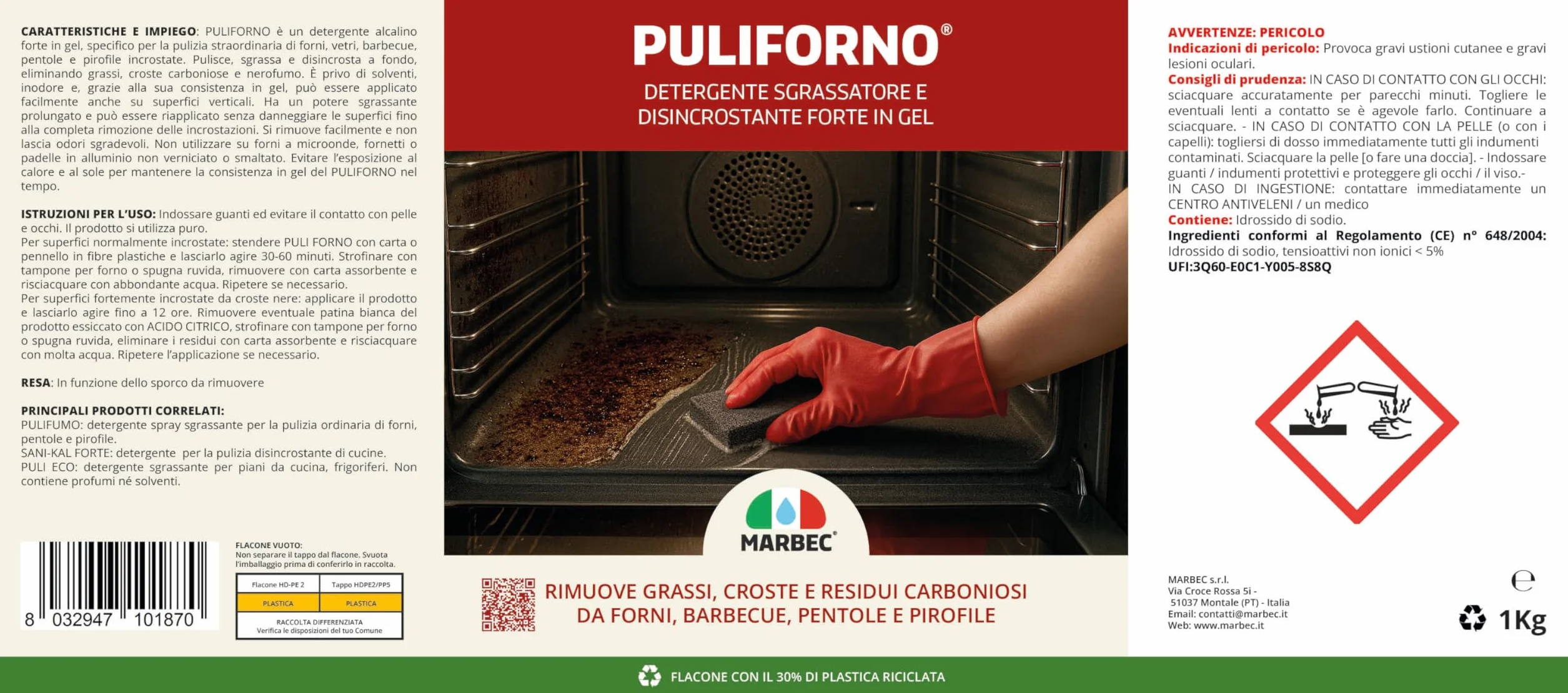 MARBEC Kit pulizia forno e barbecue sgrassante disincrostante