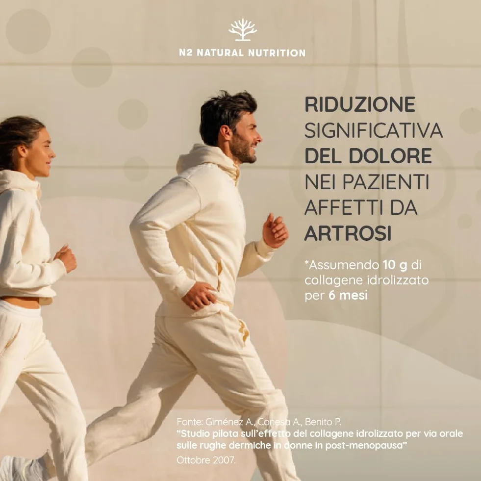 N2 Natural Nutrition Glucosamina 1500mg Condroitina 1200mg Collagene Idrolizzato 10000mg Acido Ialuronico Vitamina C