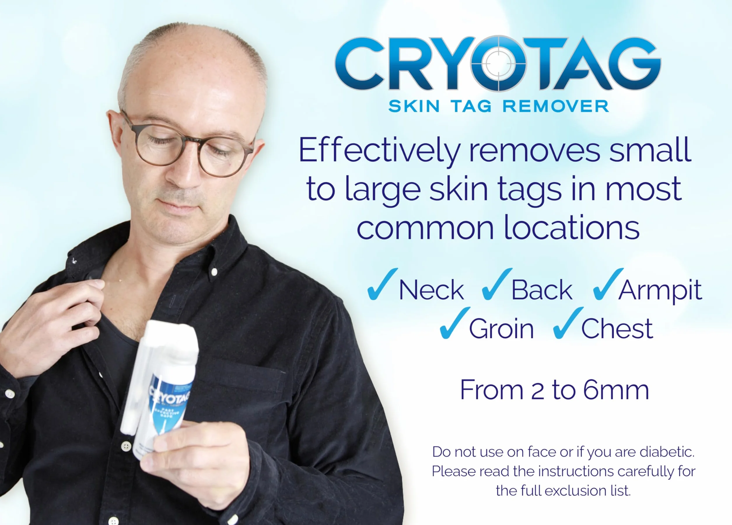 Cryotag Skin Tag Remover – Crioterapia per Rimozione Rapida Fibromi Penduli, 12 Trattamenti