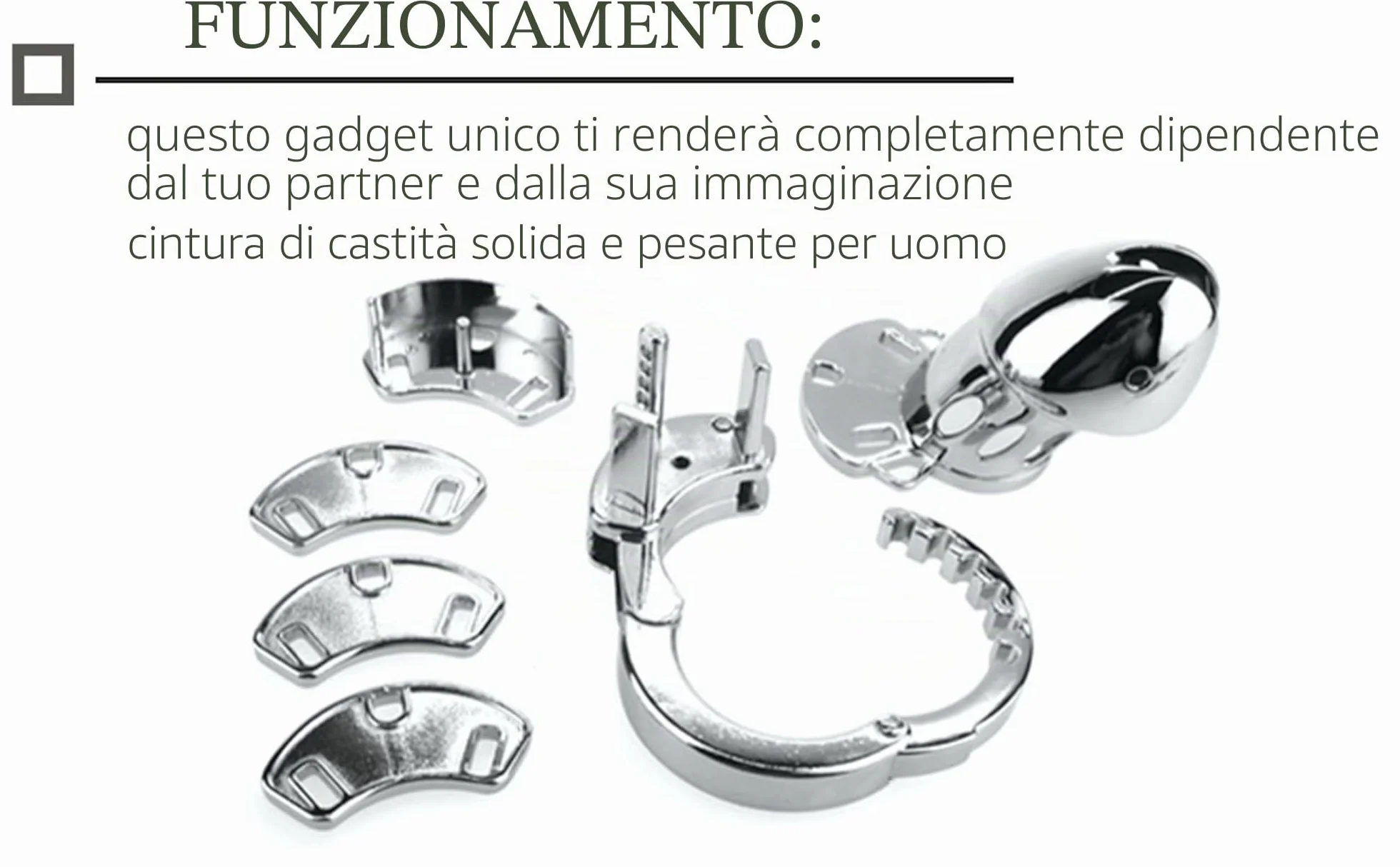 FOPS Gabbia Pene Metallo 11cm Chastity Cage Uomo Cintura Castità Maschile BDSM Sex Toy